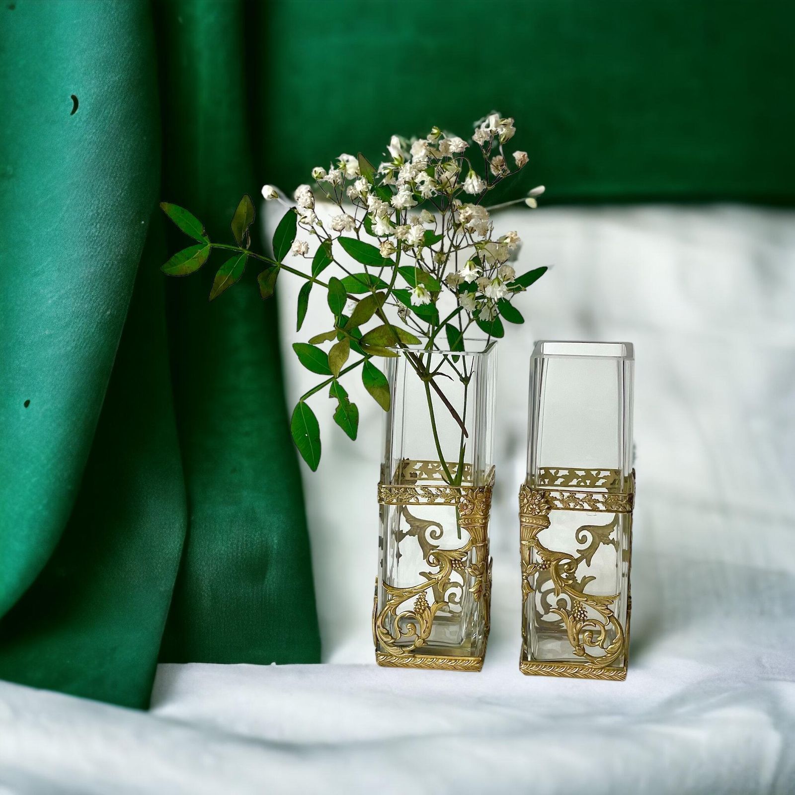 1900s Pair Of Empire Style Petite Gilt Vases photo 1392.0