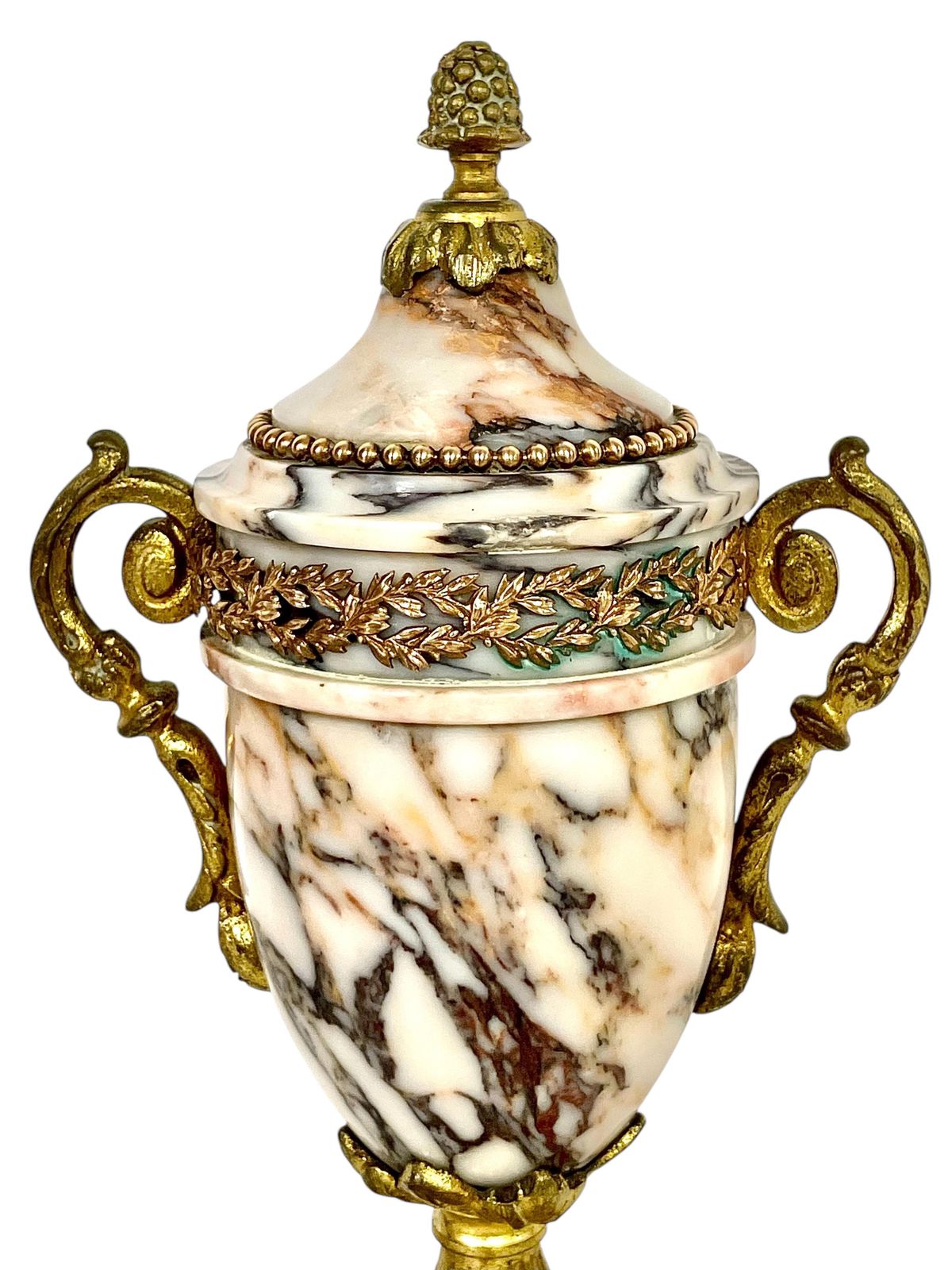 Pair Of 19th Century Gilt Bronze And Marble Cassolettes Or Urns photo vinterior