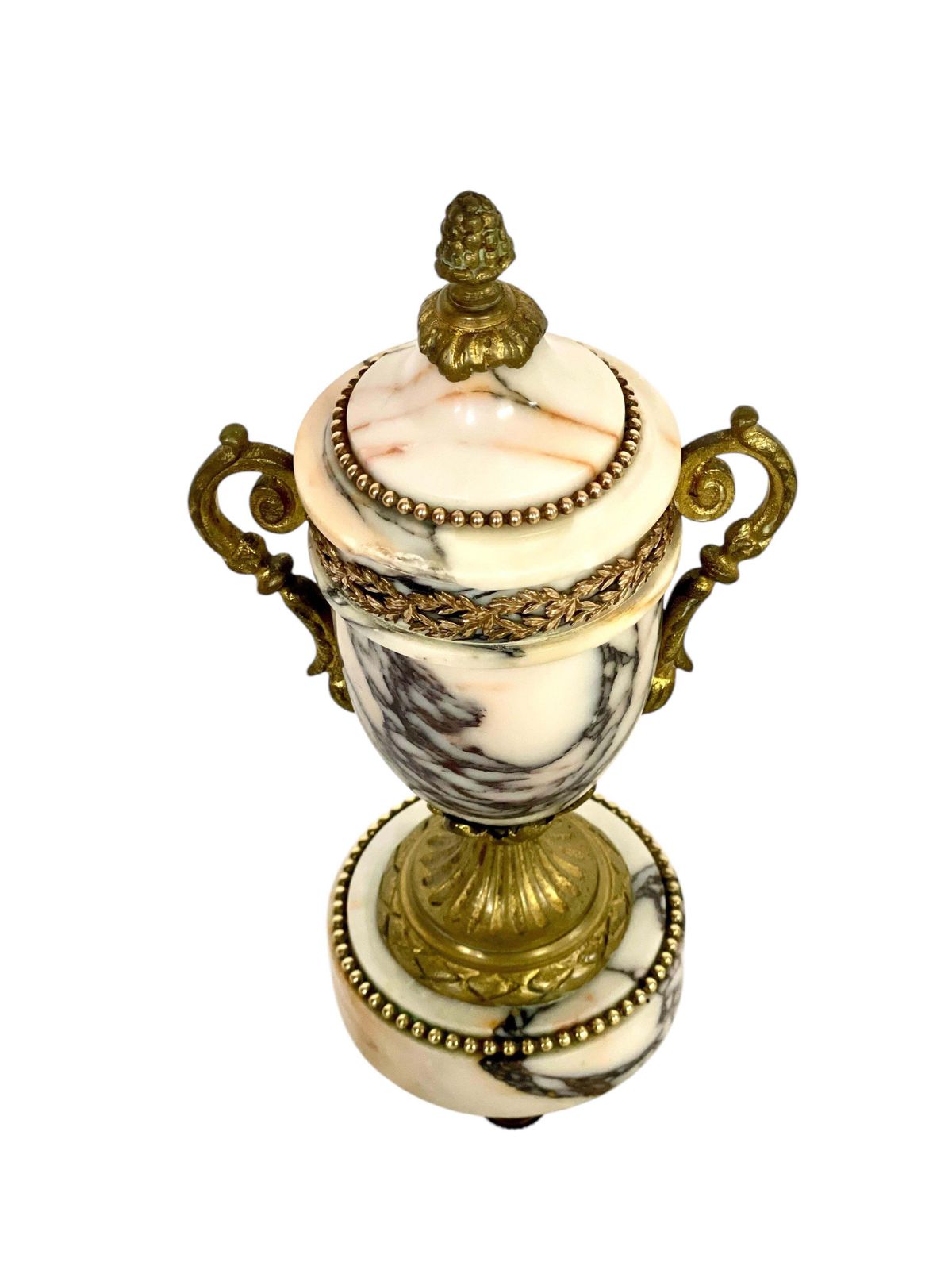 photo furniture Pair Of 19th Century Gilt Bronze And Marble Cassolettes Or Urns