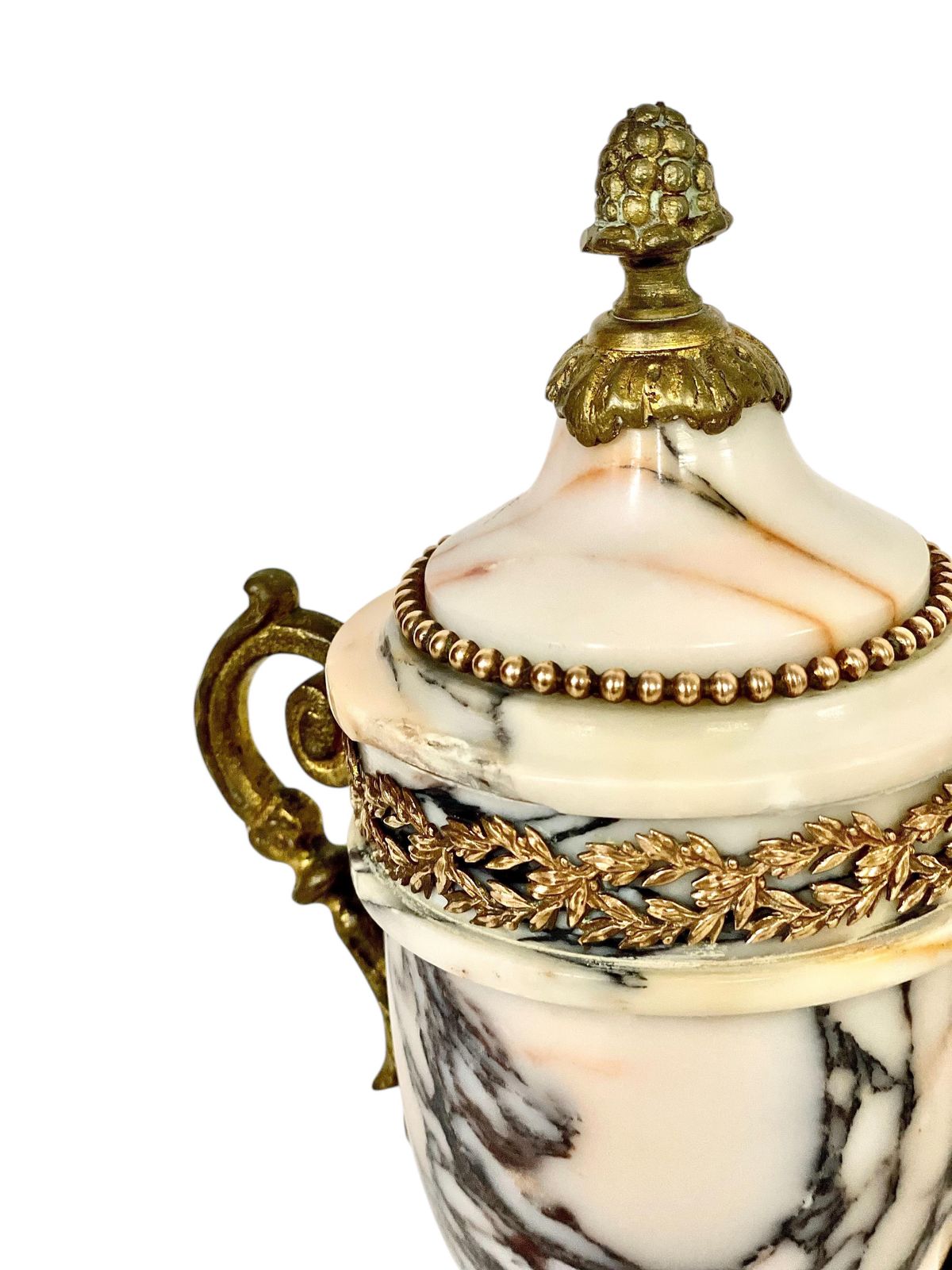 1446.0 Pair Of 19th Century Gilt Bronze And Marble Cassolettes Or Urns photo