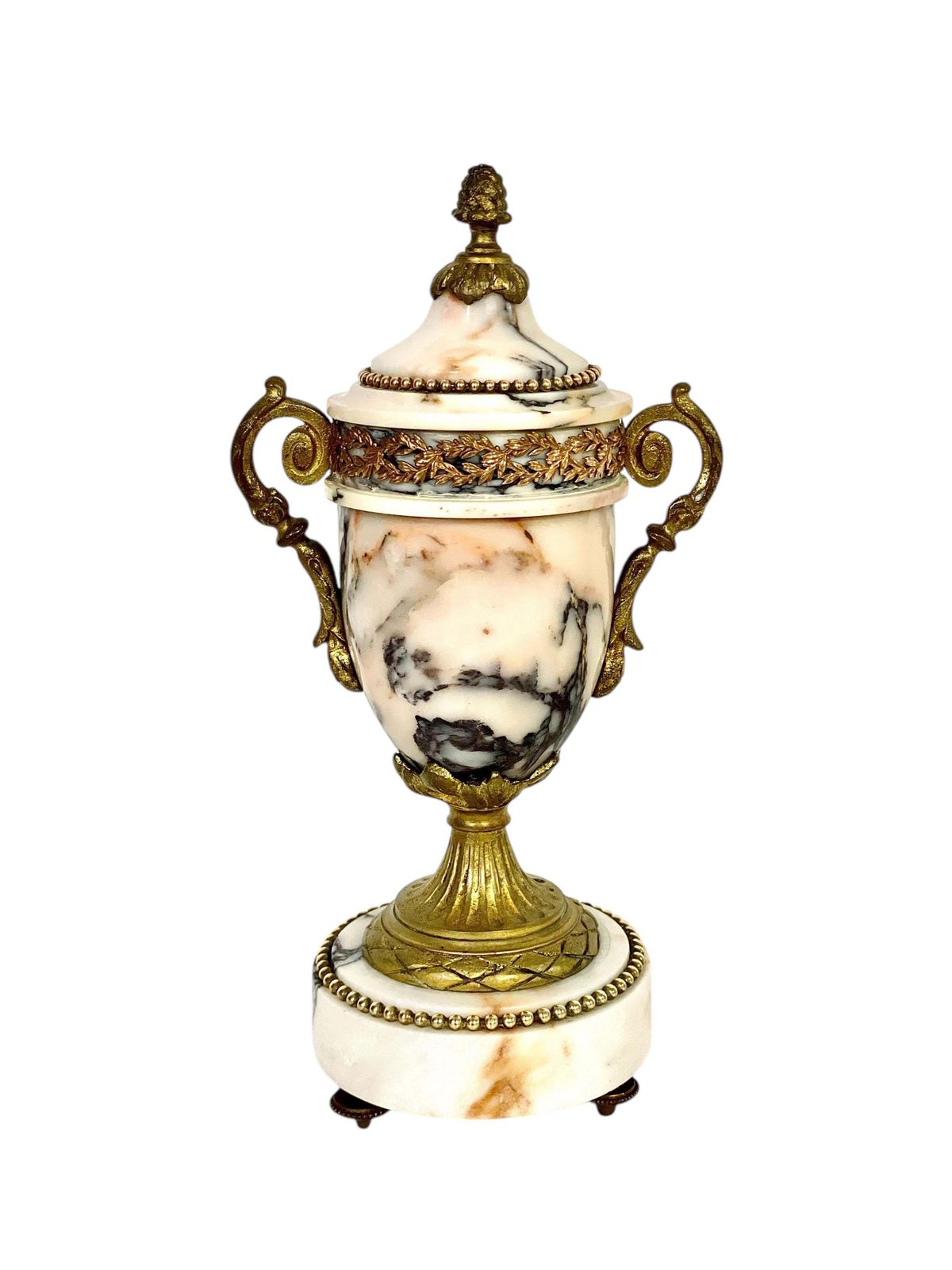 photo vinterior Pair Of 19th Century Gilt Bronze And Marble Cassolettes Or Urns