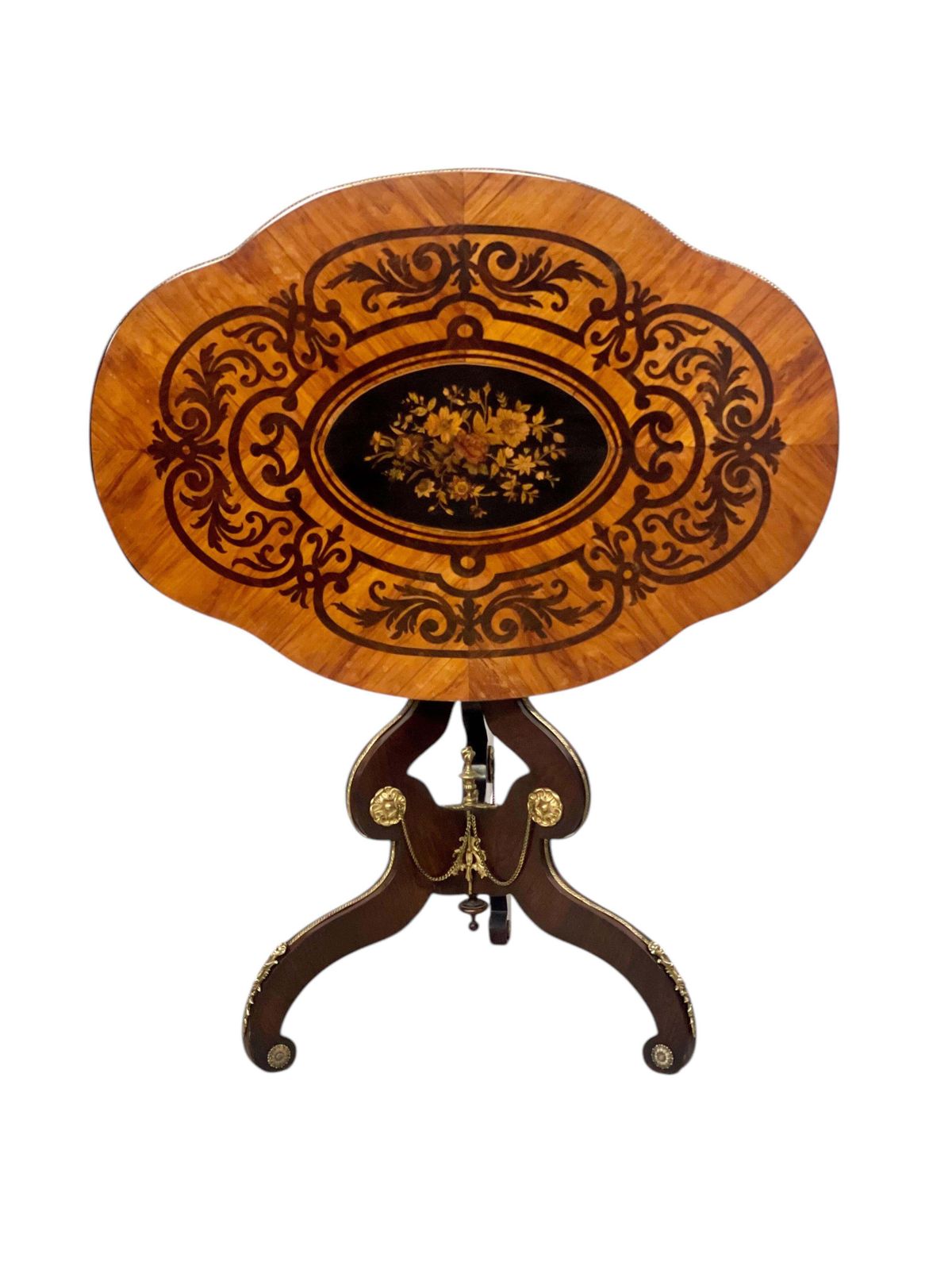 photo for sale Napoléon III Period Marquetry Table With Gilded Brass Ornaments