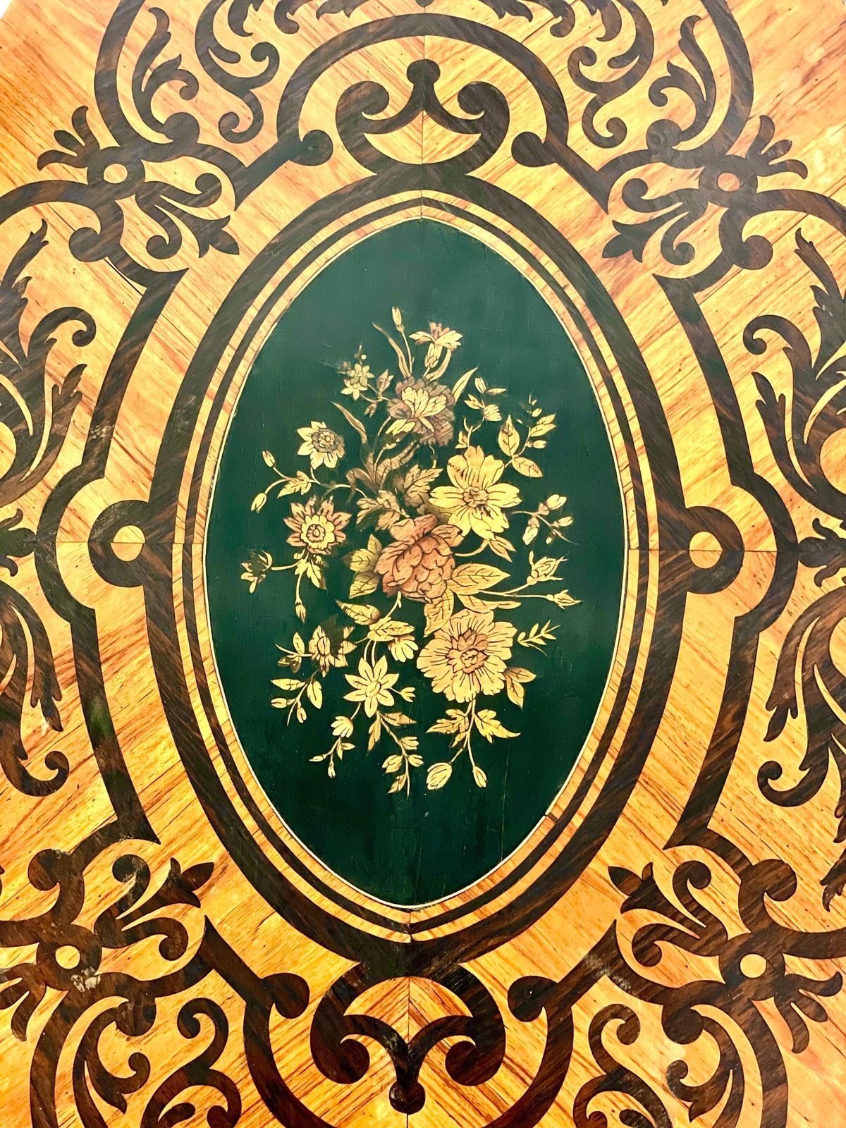 photo buy Napoléon III Period Marquetry Table With Gilded Brass Ornaments