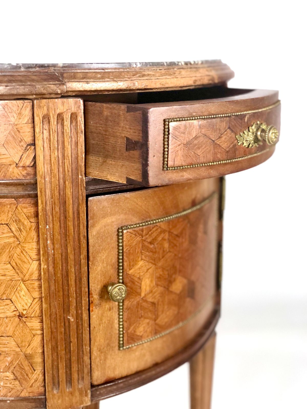 19th Century Louis XVI Oval Veneered Side Table, France photo for sale