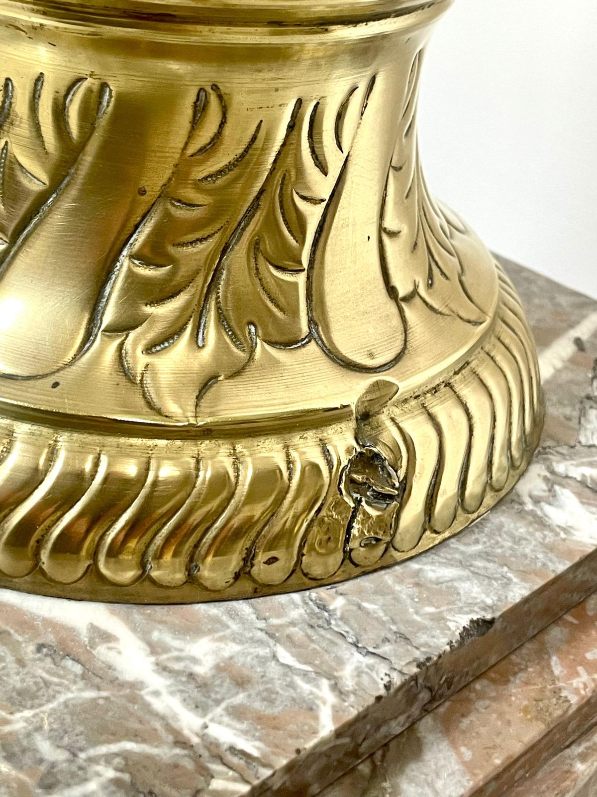 Grey Marble Pedestal With Gilt Bronze In A Louis XVI Style photo buy