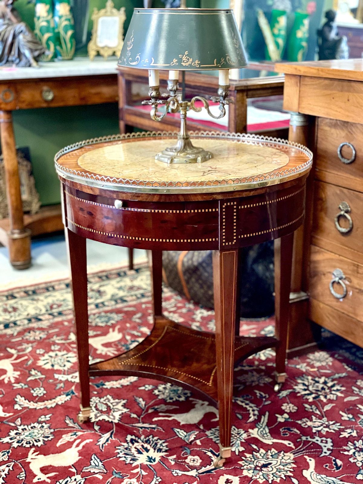 photo for sale 19th Century Marquetry Inlaid Gueridon Table