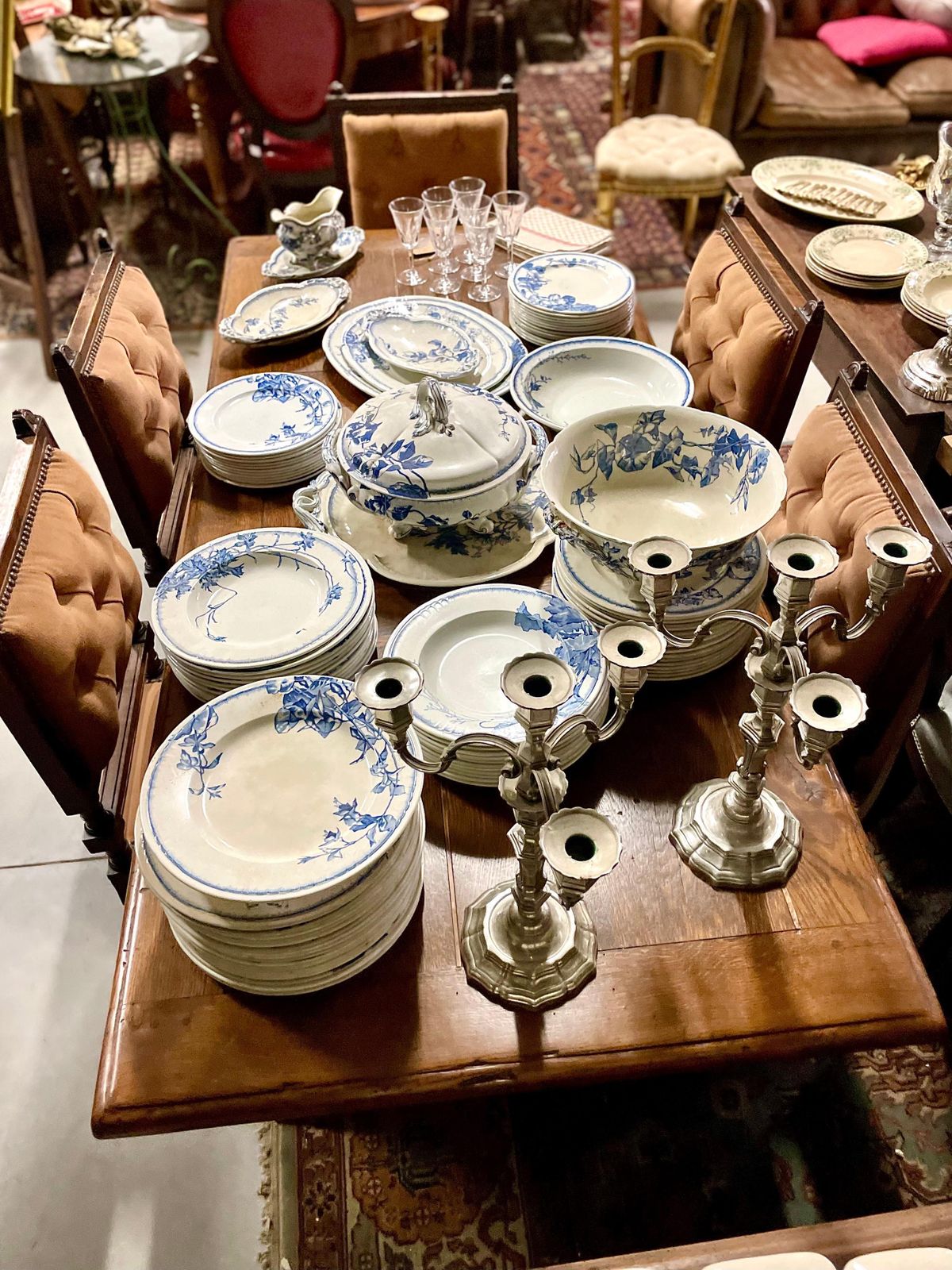 photo buy Set Of Five Upholstered Louis XIII Style Dining Chairs, 19th Century