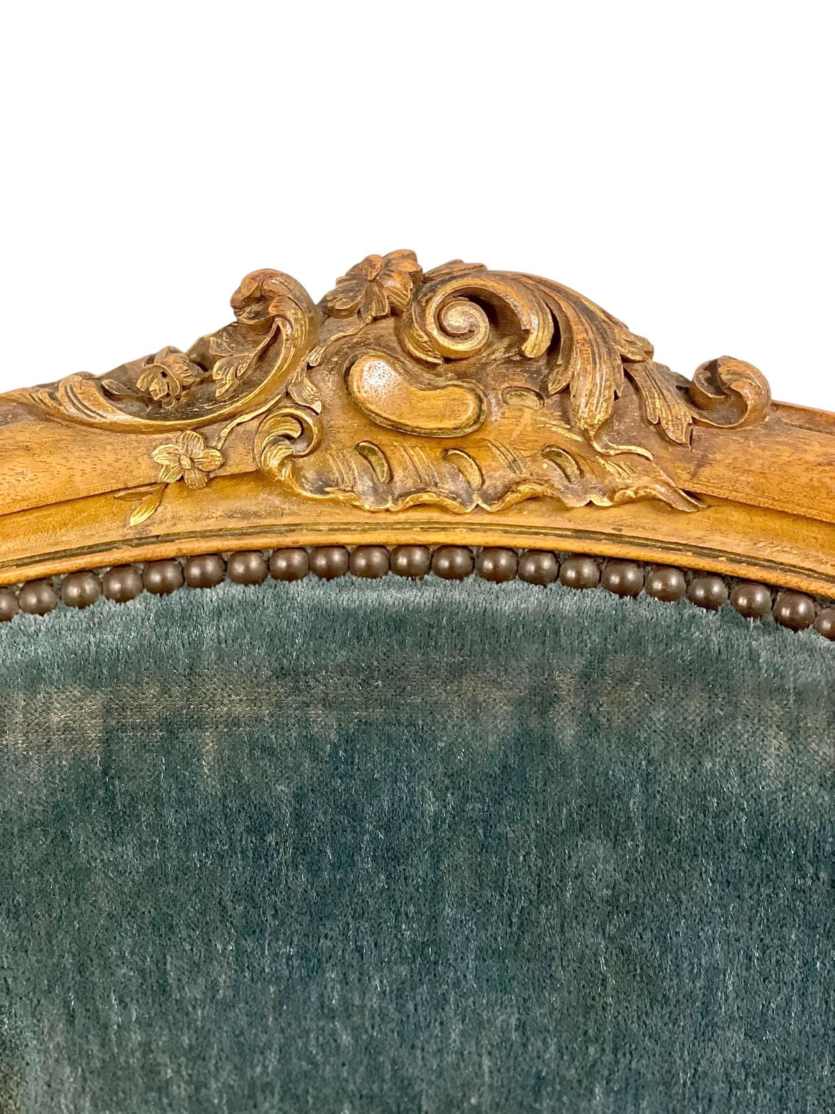 19th Century Lounge Armchair In Carved Giltwood And Velvet photo for sale