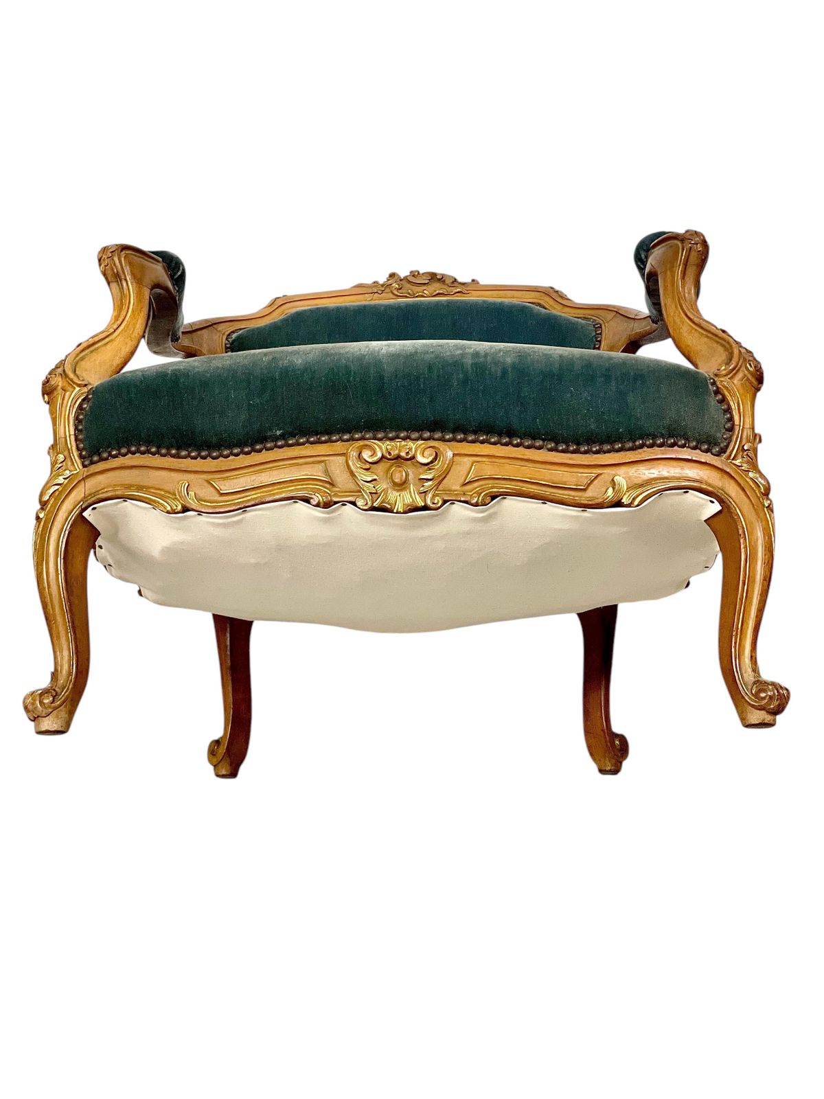 1795.0 19th Century Lounge Armchair In Carved Giltwood And Velvet photo