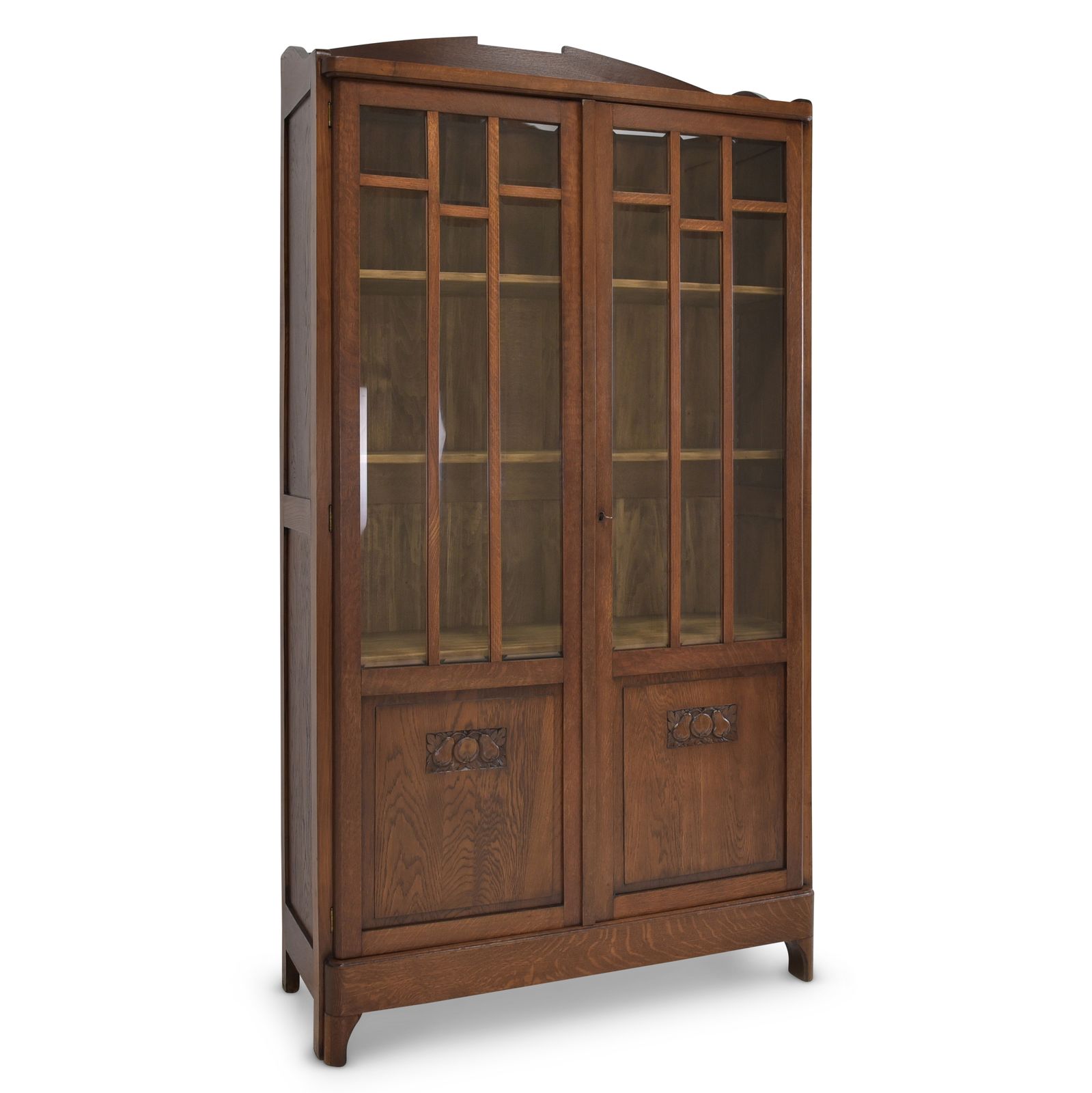 Antique! Bookcase Restored Art Nouveau / Art Deco Oak Display Cabinet