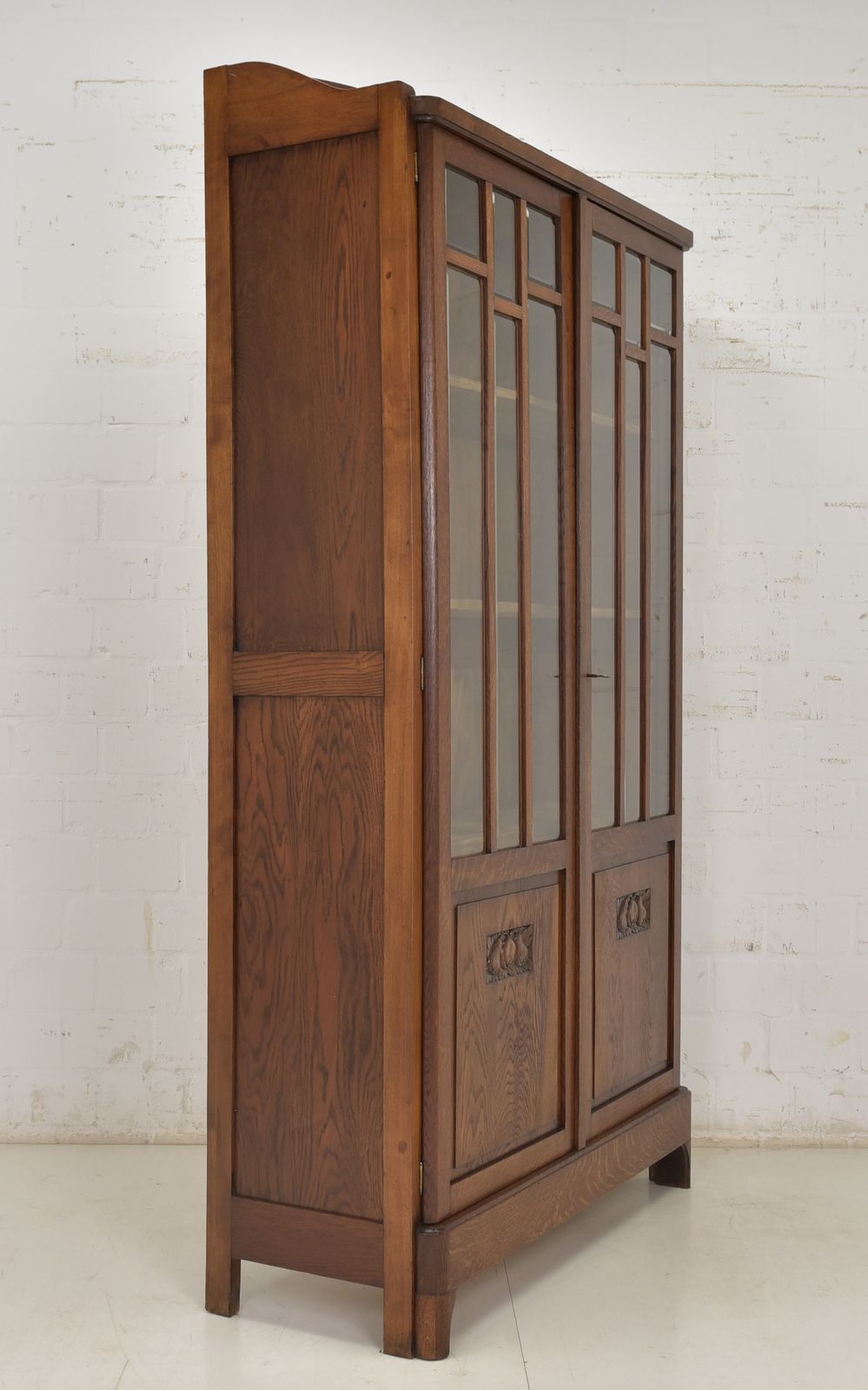 Furniture Antique! Bookcase Restored Art Nouveau / Art Deco Oak Display Cabinet photo