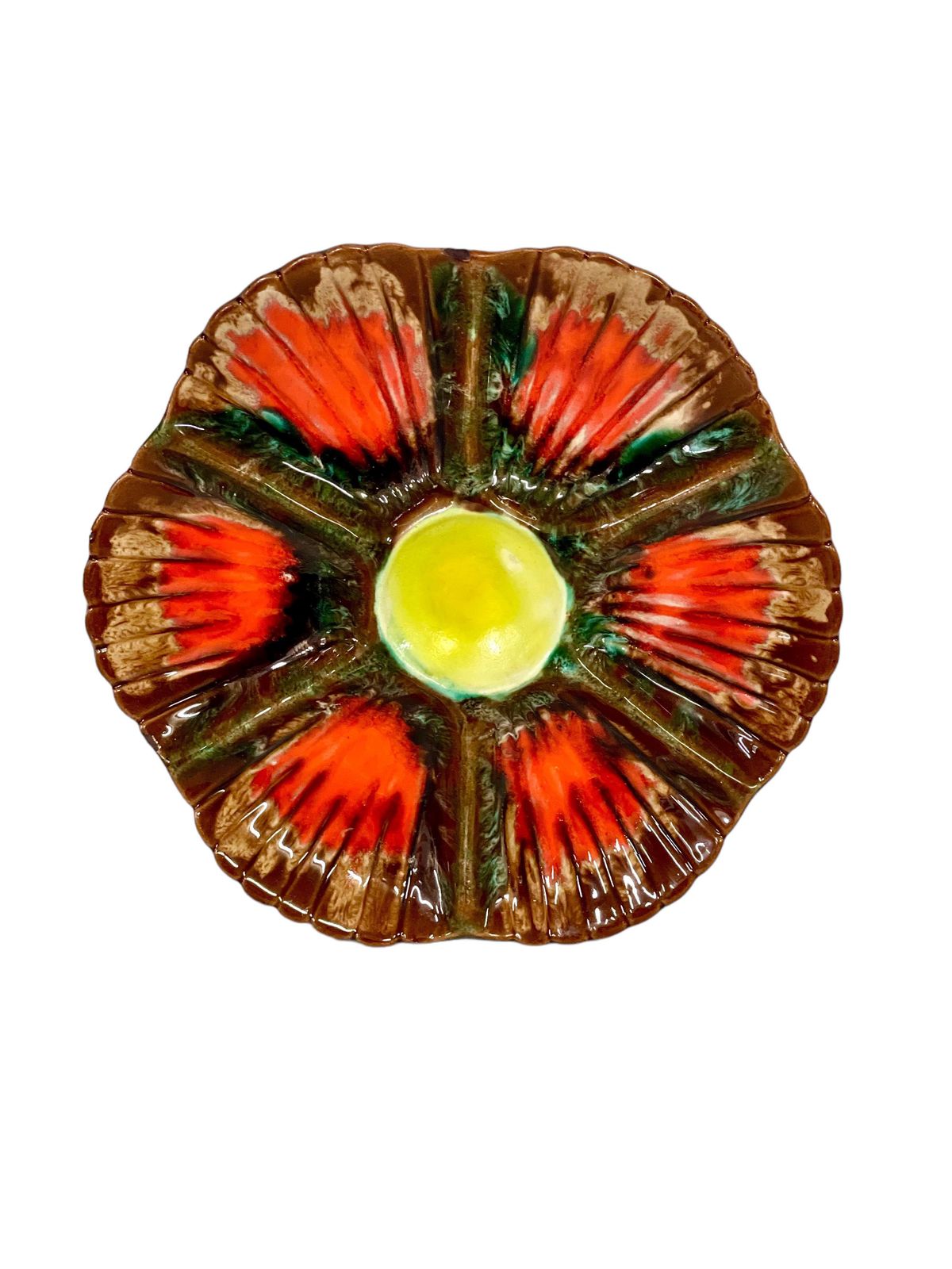 19th Century Set Of Eight Majolica Oyster Plates And Serving Platter photo buy