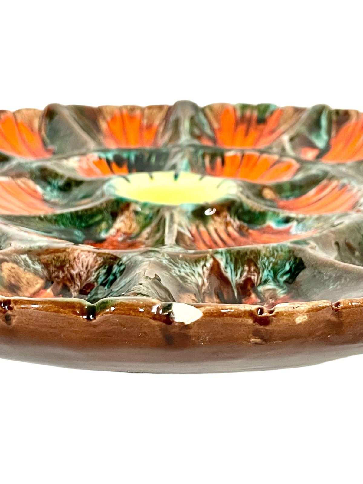 photo vinterior 19th Century Set Of Eight Majolica Oyster Plates And Serving Platter