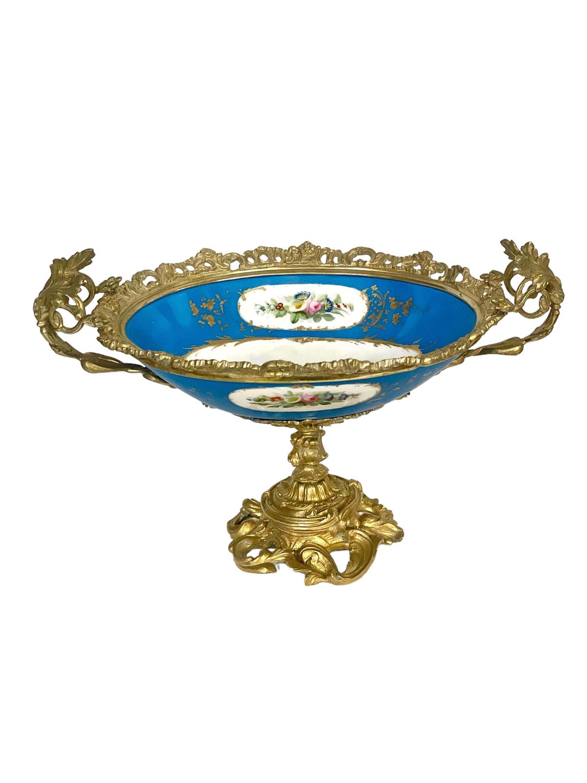 19th Century Napoleon III Sèvres Style Porcelain And Bronze Centerpiece photo vintage