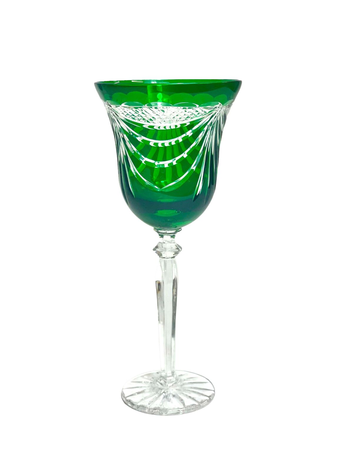 photo furniture Set Of Six French Multi Coloured Crystal Hand Cut Rhine Wine Glasses With Swag