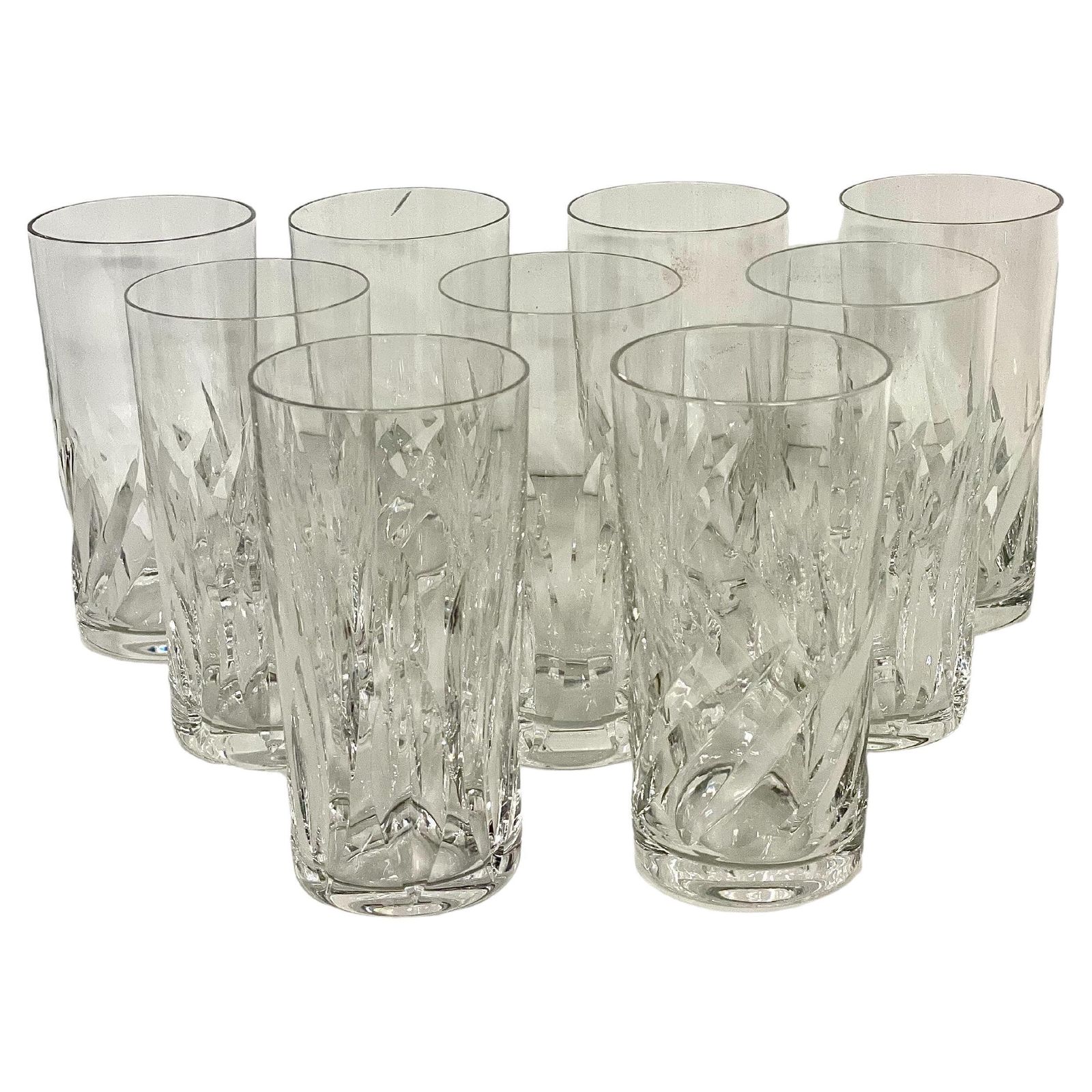 Set Of Nine Mismatched Saint Louis Crystal Highball Glasses