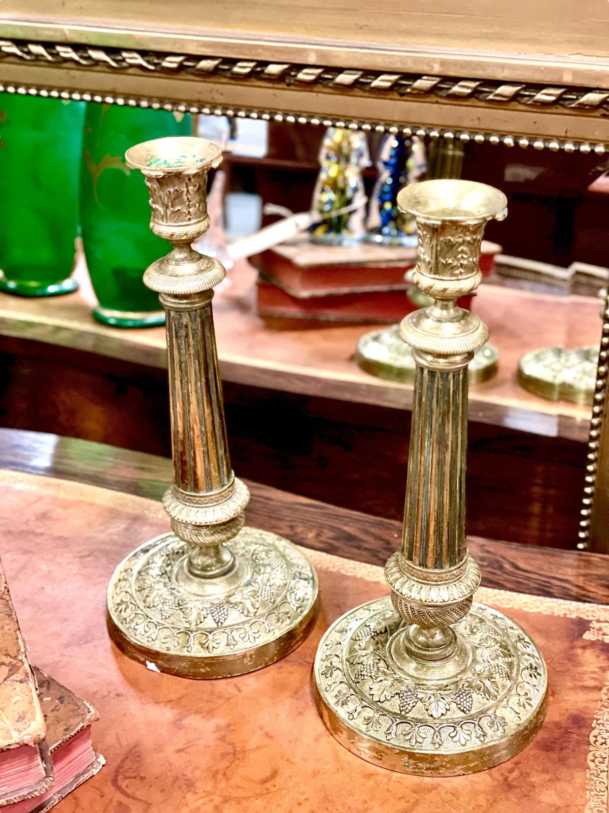 Home Decor Pair Of Gilt Bronze Neoclassical Candlesticks 19th Century photo