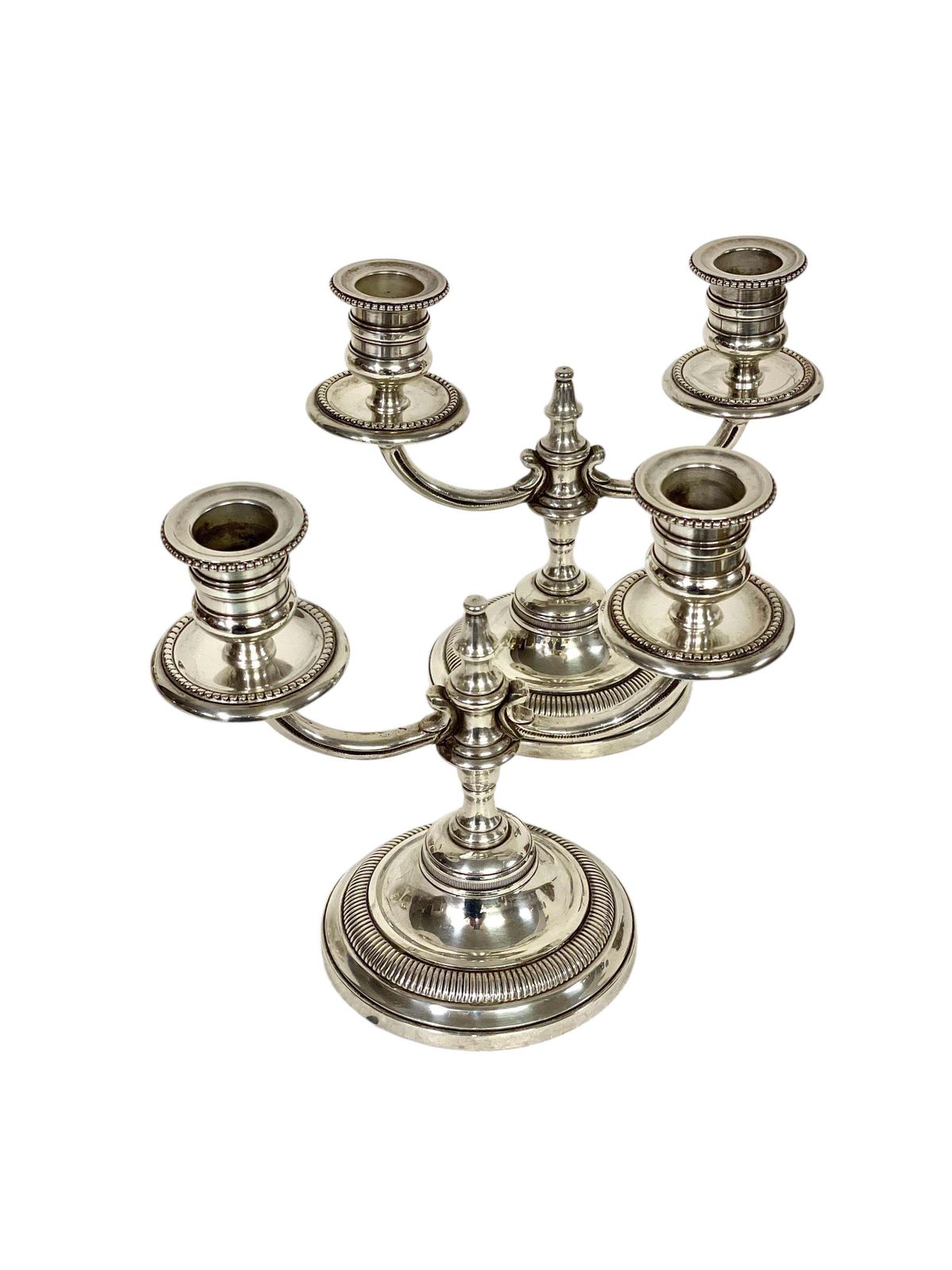 photo vinterior Pair Of 19th Century Petite Silver Plated Bronze Candelabras