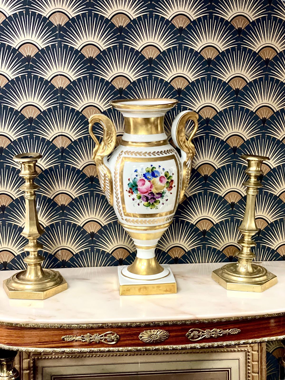19th Century Pair Of Gilt Bronze Baluster Candlesticks photo Home Decor