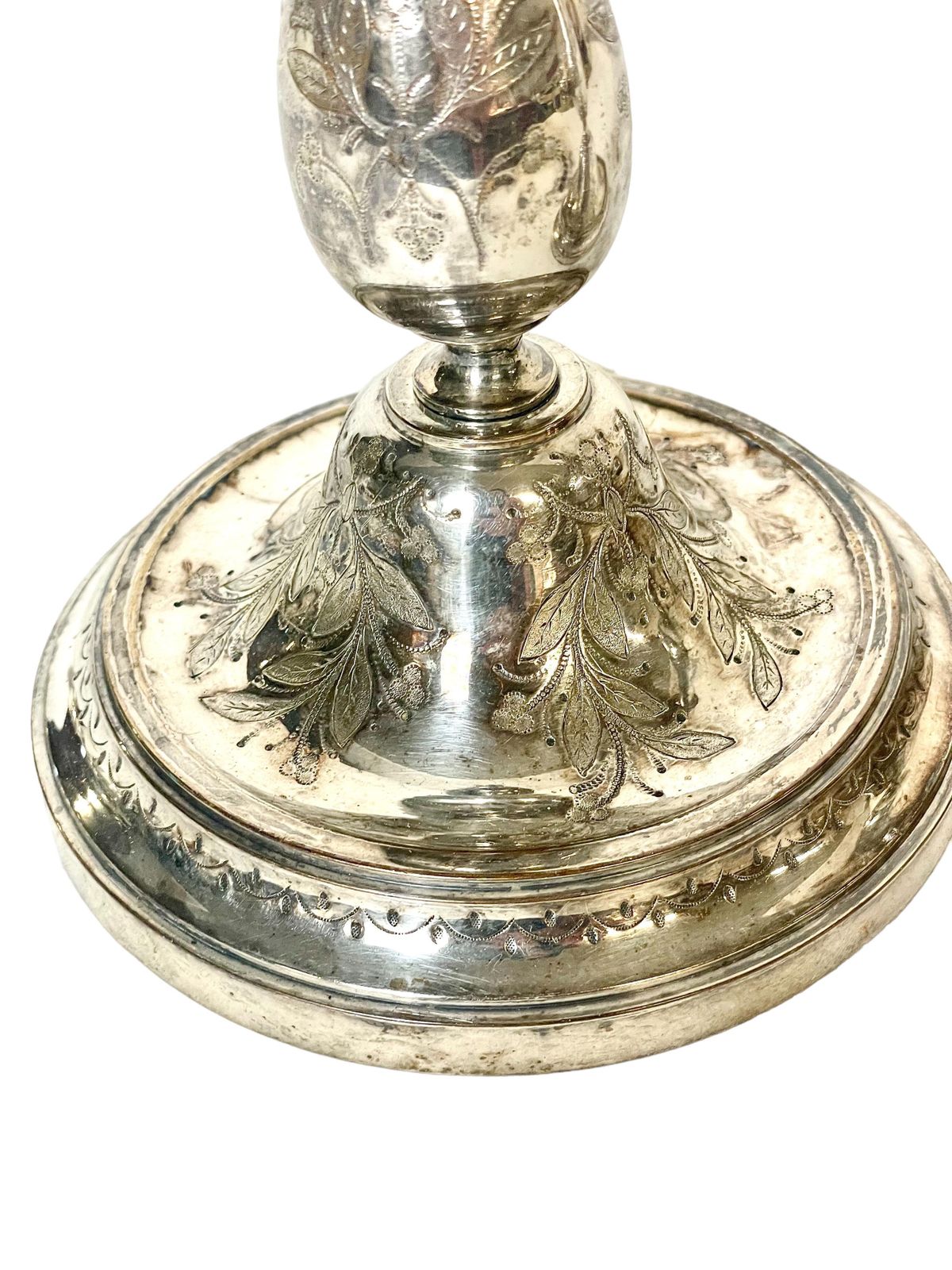 19th Century Pair Of Parisian Engraved Candle Holders photo for sale