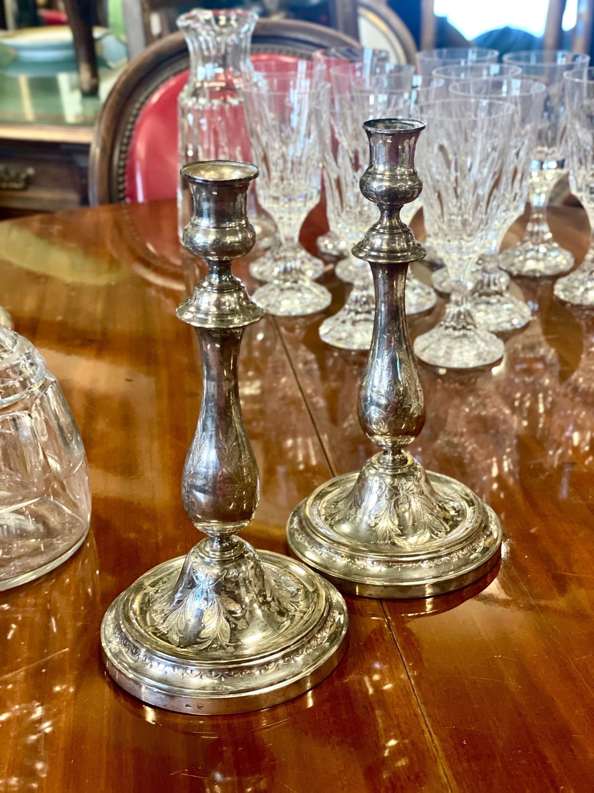 19th Century Pair Of Parisian Engraved Candle Holders photo 843.0