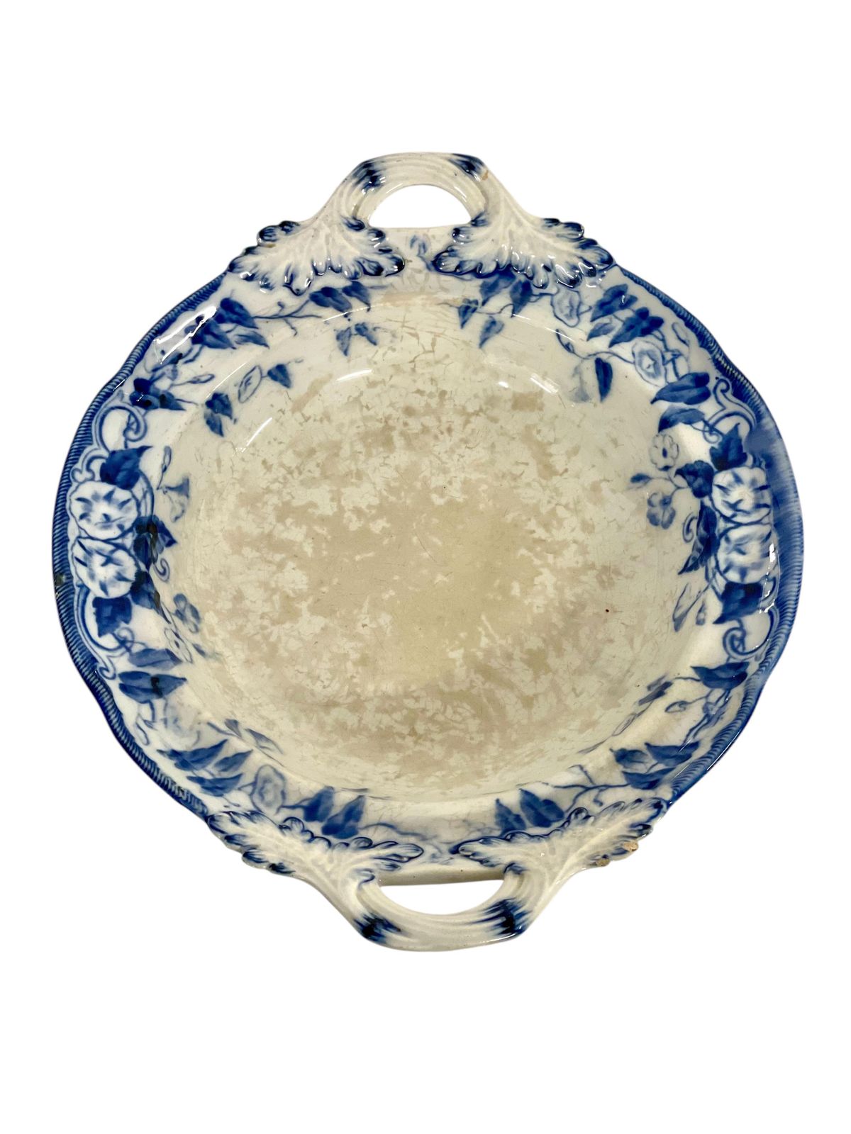 Pair Of 19th Century Ironstone White And Blue Compotiers By Creil Et Montereau photo vintage