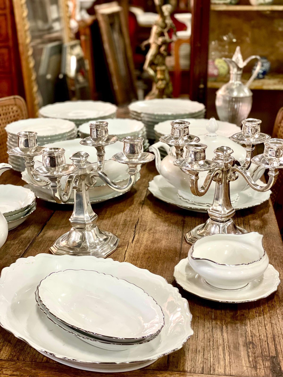 Pair Of Silver Plated Bronze Candelabras 19th Century photo Home Decor