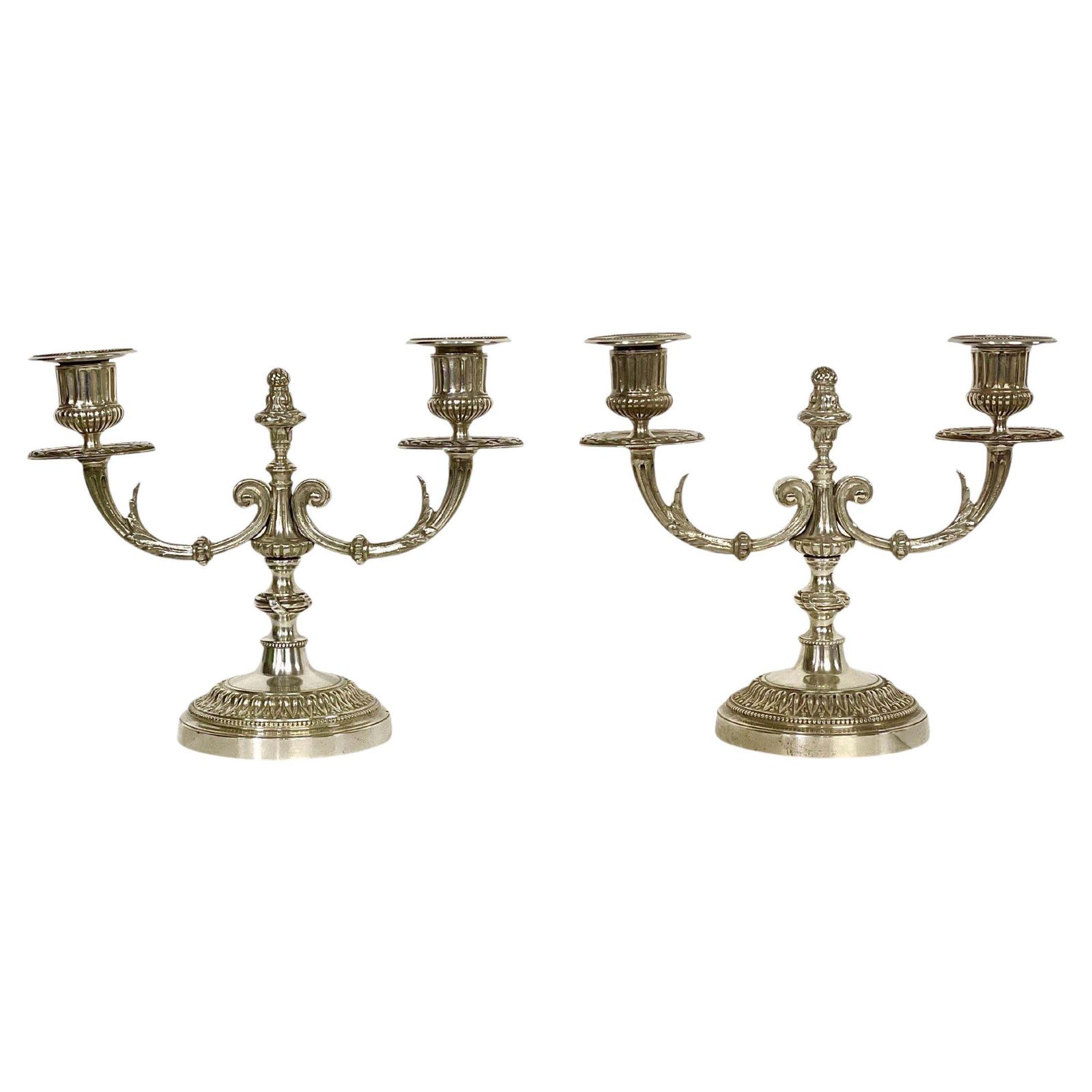 19th Century Pair Of Neoclassical Silver Plated Candelabra