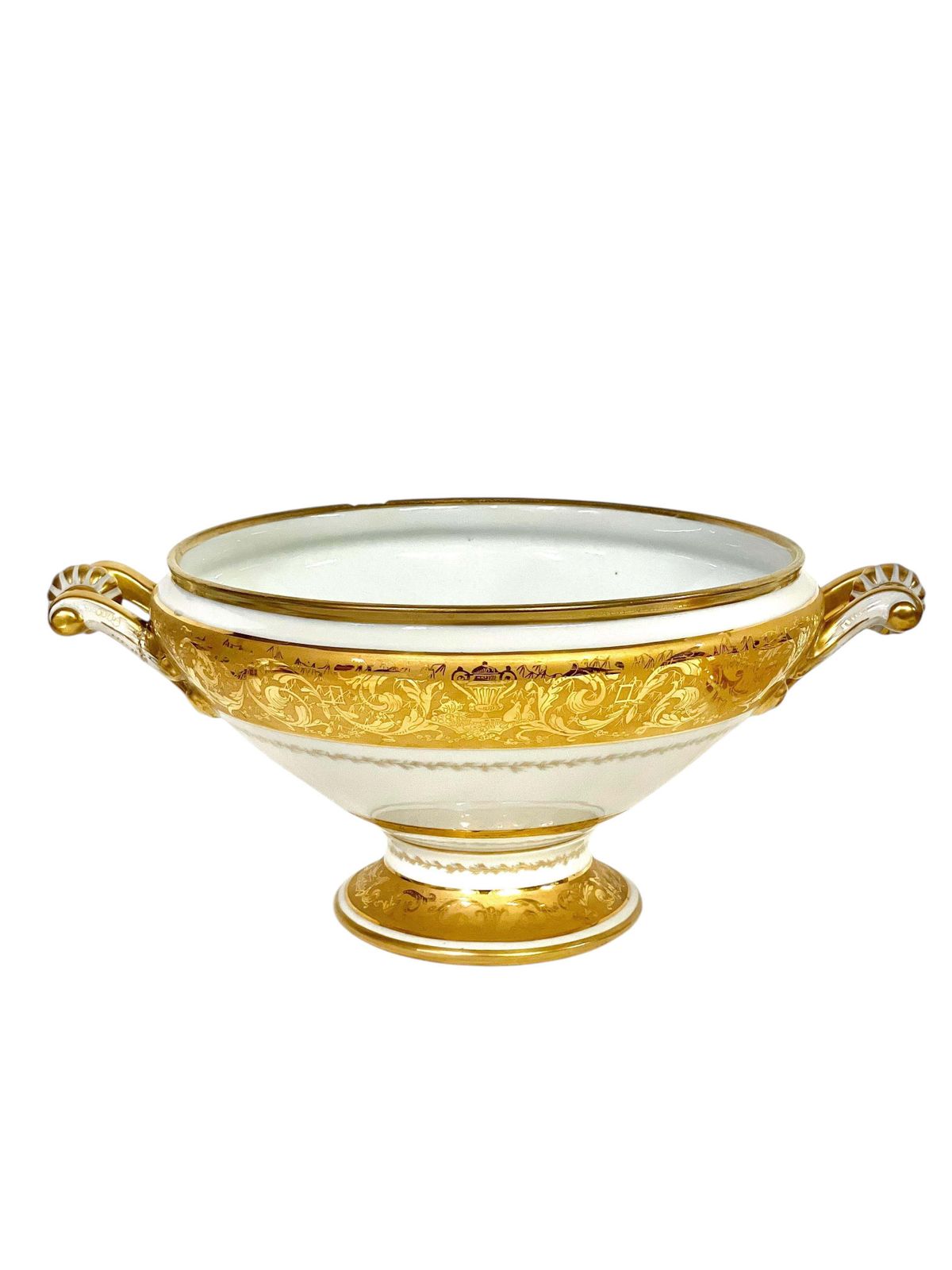 Home Decor Large Gold Porcelain Tureen And Gold Platter By Camille Le Tallec photo