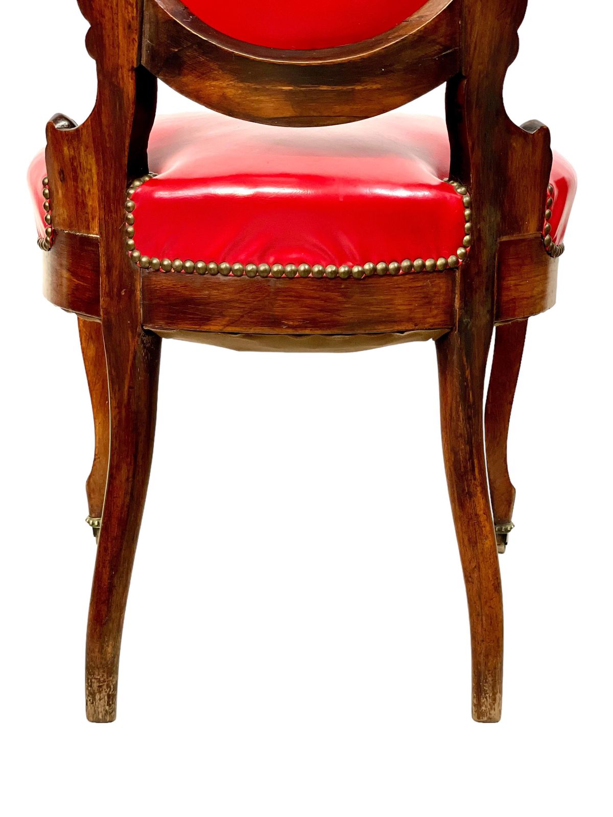 Furniture 19th Century Set Of Four French Red Leather Dining Chairs photo