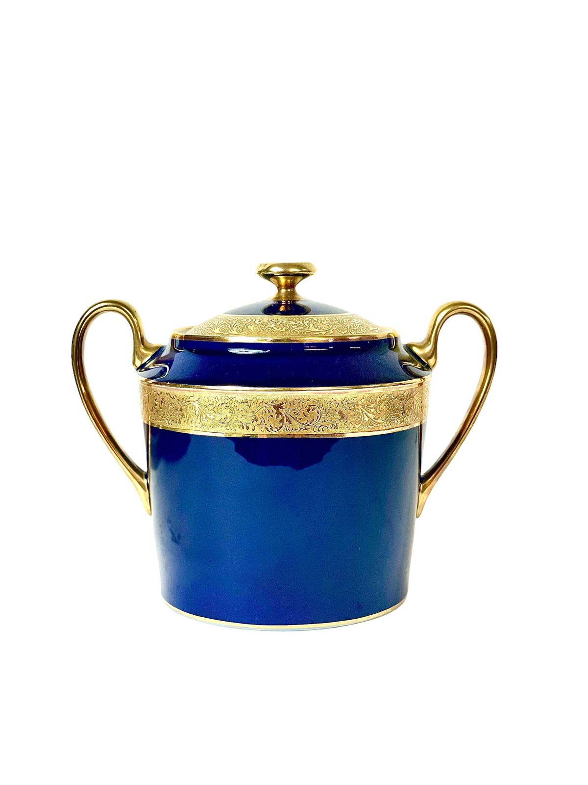 Limoges Porcelain Service Glazed In An Opulent Royal Blue With Gilt Edges photo 1006.0
