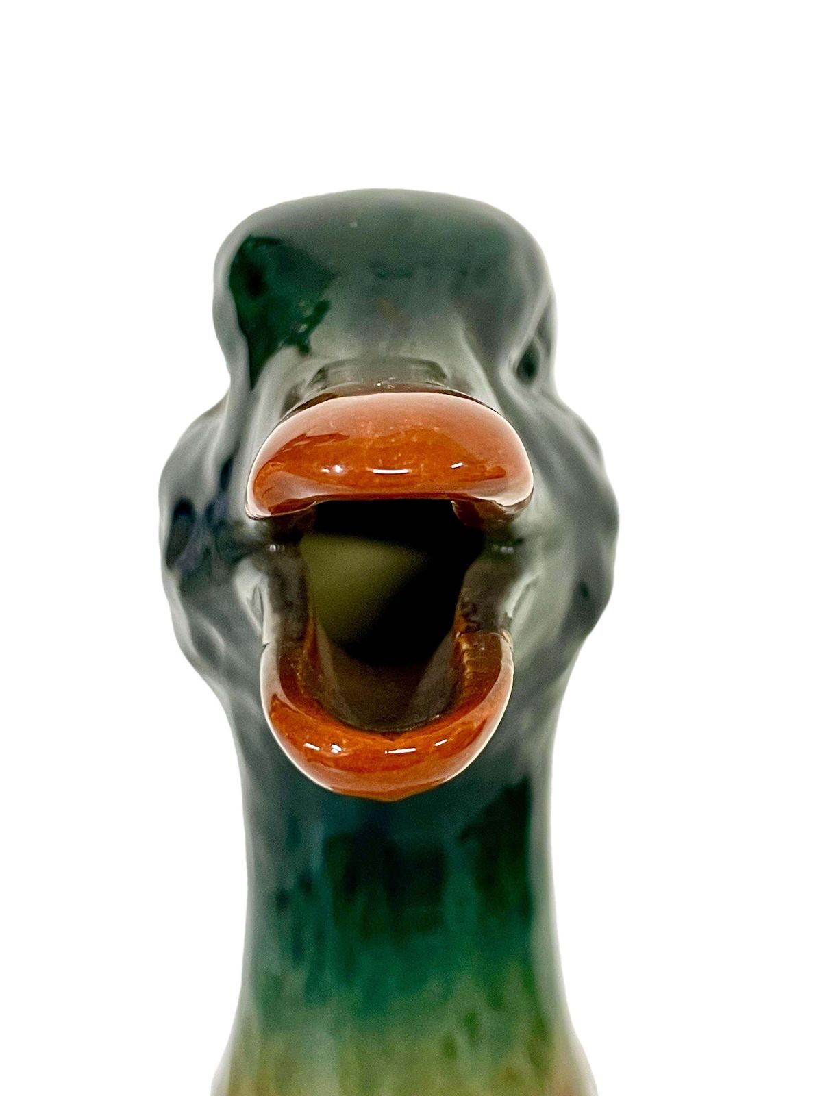 19th Century French Saint Clément Majolica Duck Mallard Pitcher photo 611.0