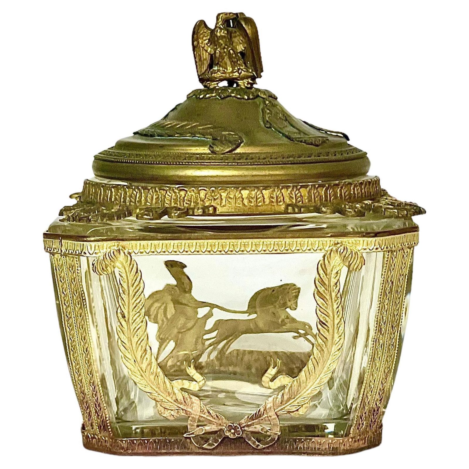 Empire Style Crystal And Brass 'Bonbonnière', Or Sweet Box