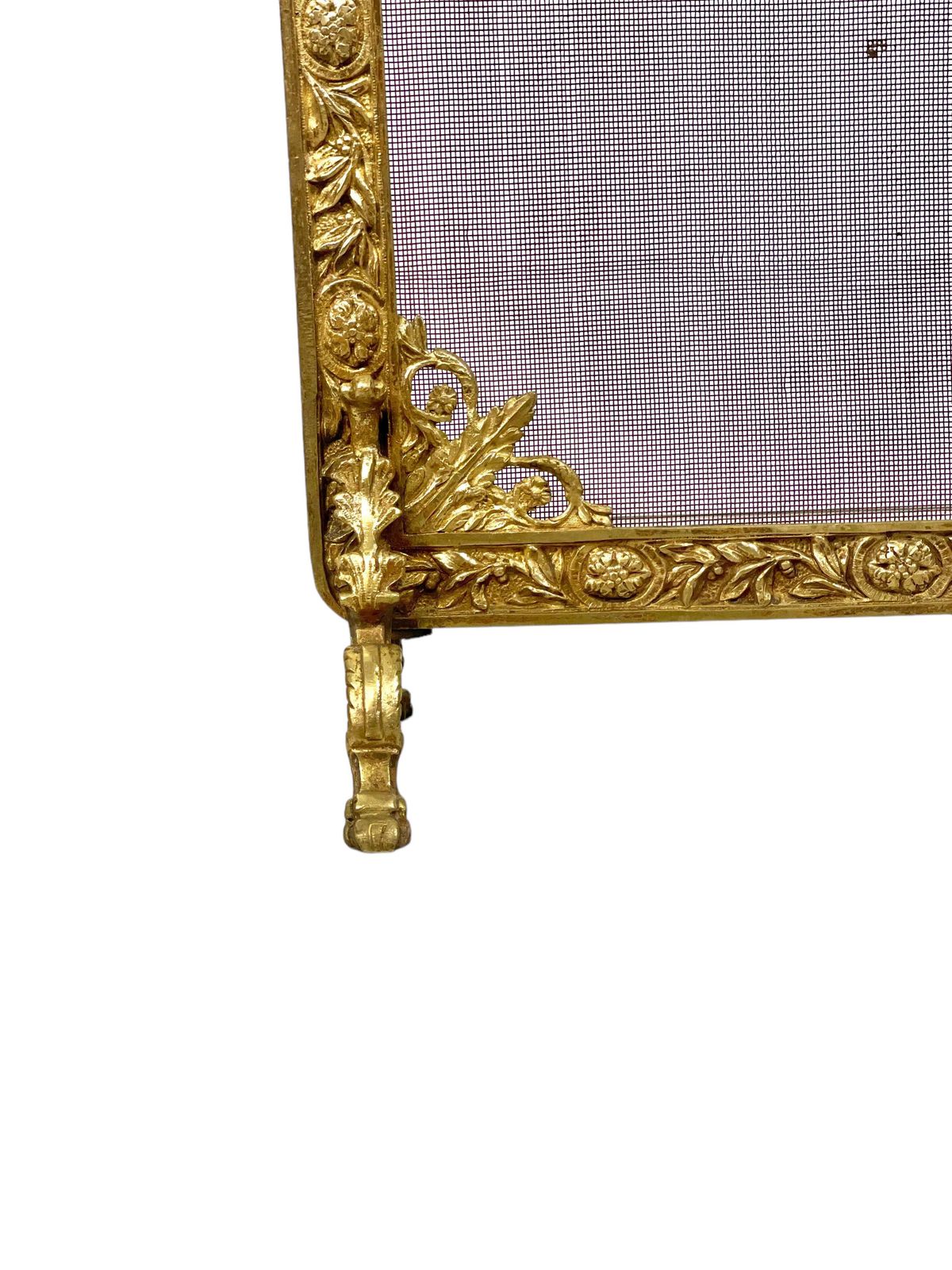 19th Century Louis XVI Gilded Bronze Firescreen photo vinterior