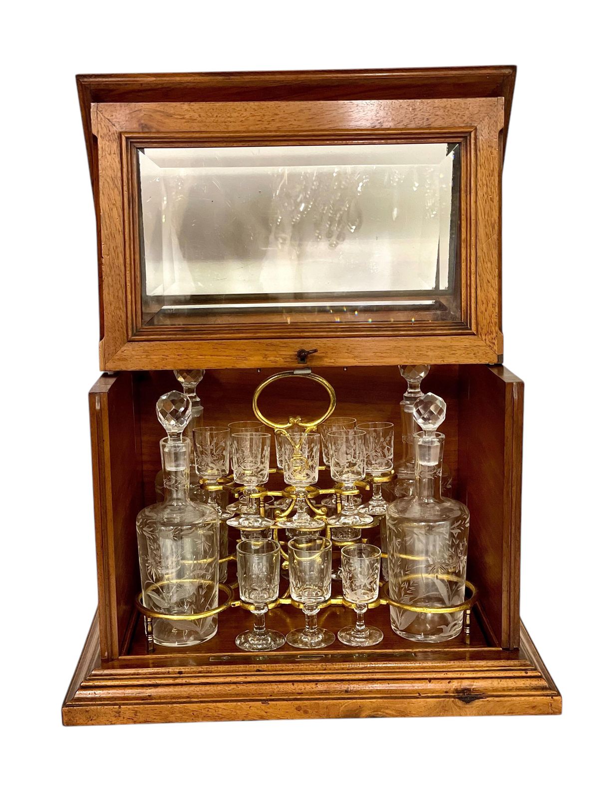 photo furniture 19th Century Walnut And Glazed Liquor Cabinet Or Tantalus