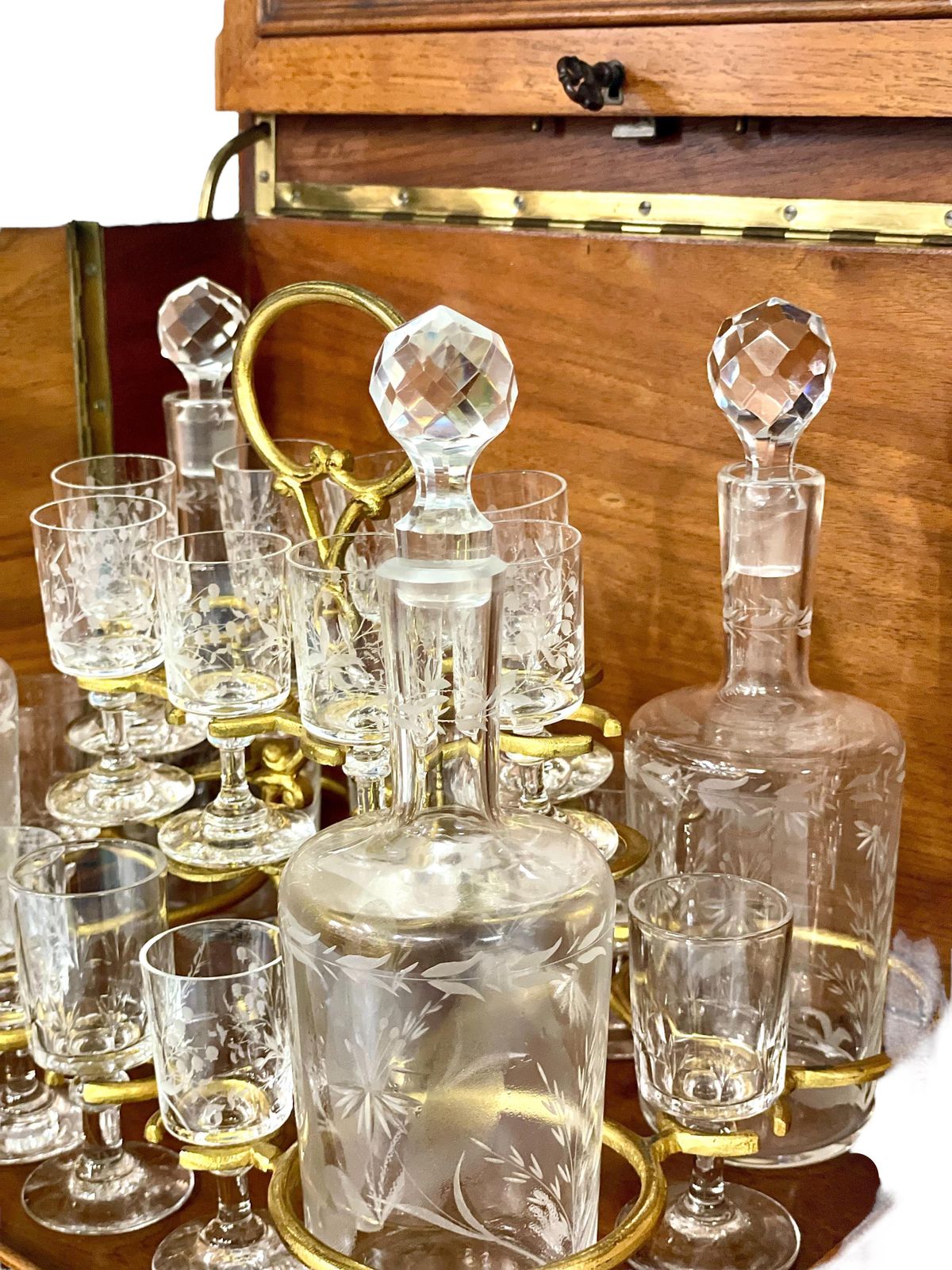 photo for sale 19th Century Walnut And Glazed Liquor Cabinet Or Tantalus