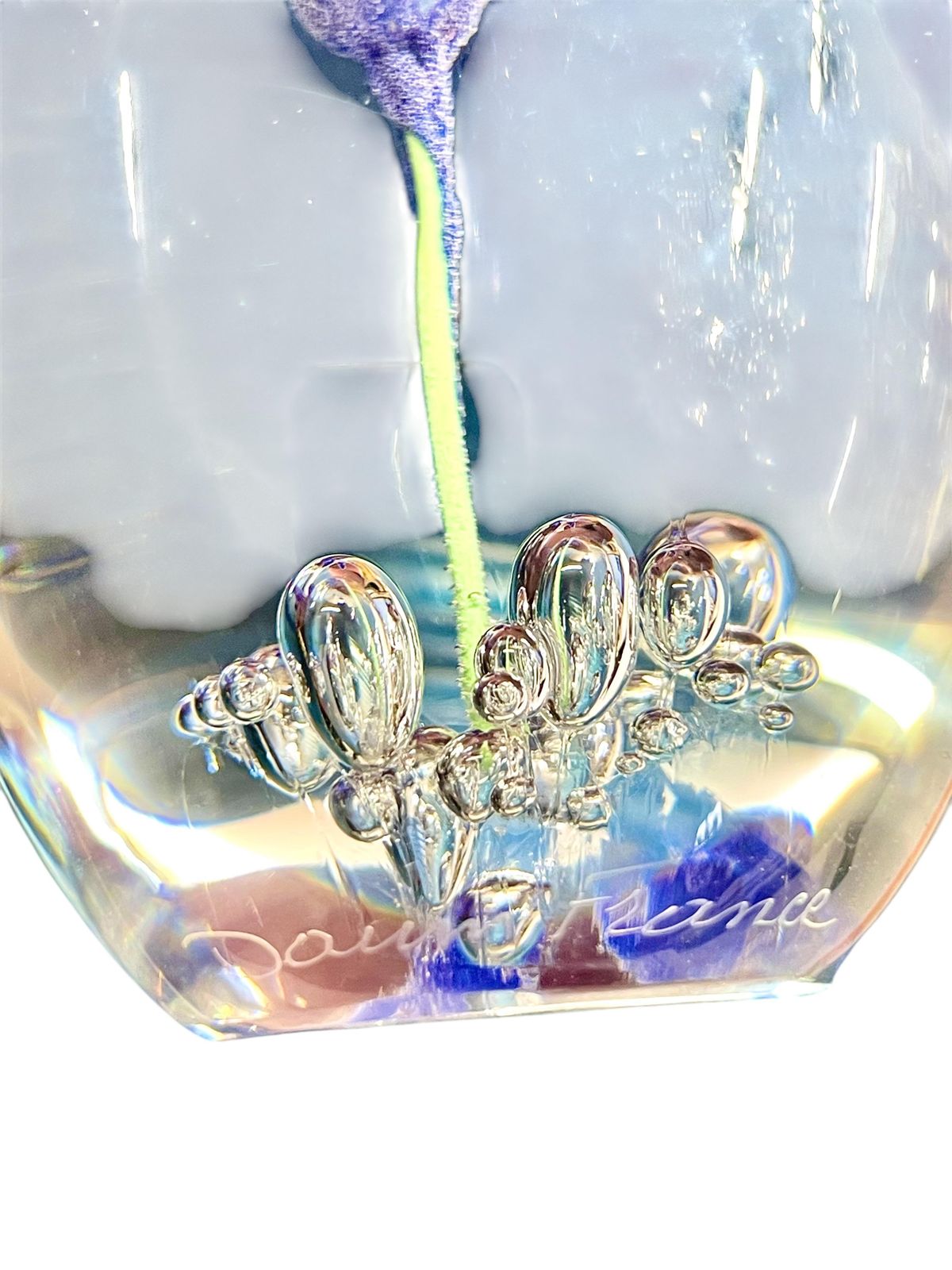 photo buy By Daum Sulphide Paperweight With Blue Flower