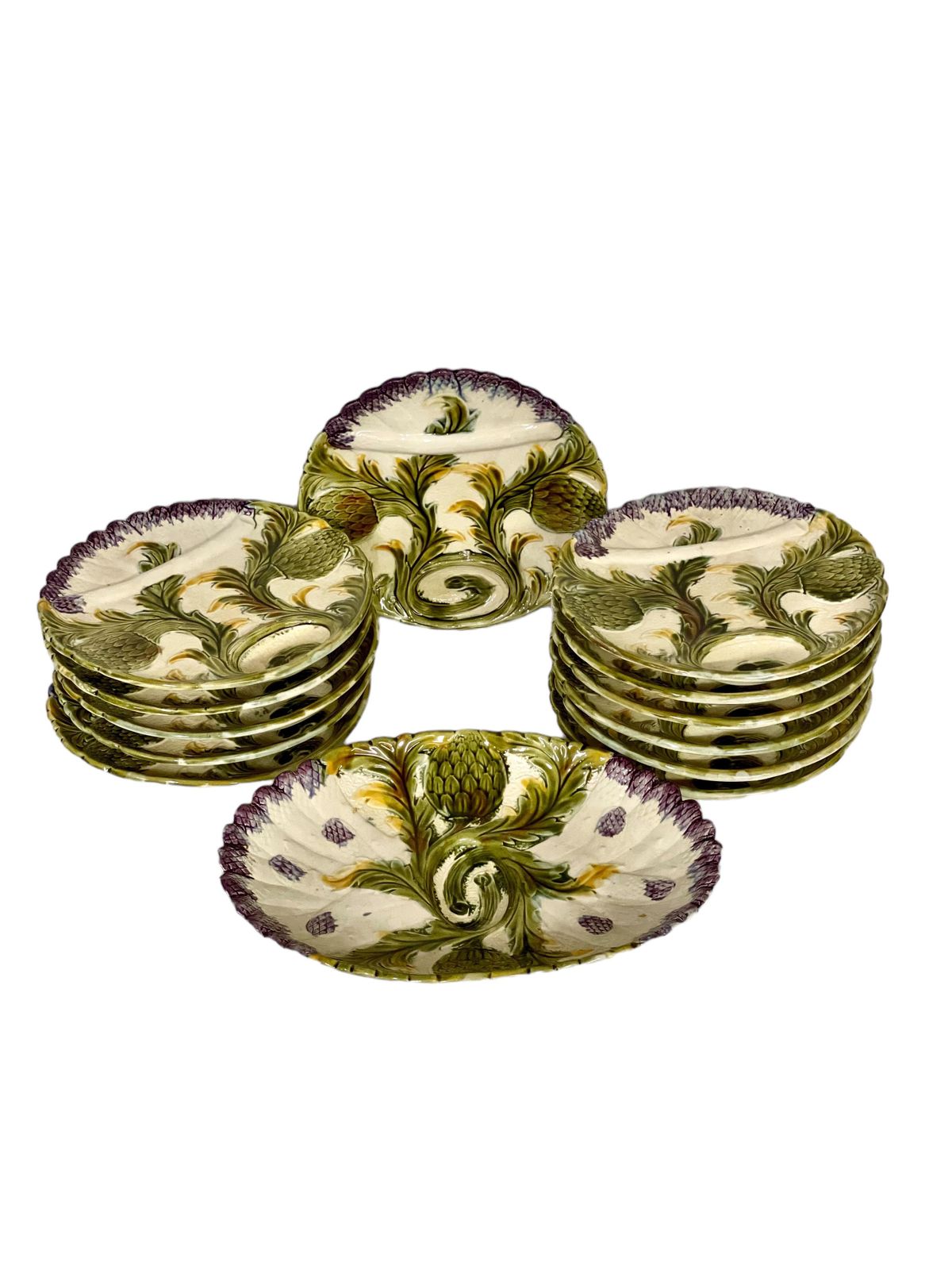 photo furniture 19th Century Large Majolica Asparagus Serving Platter