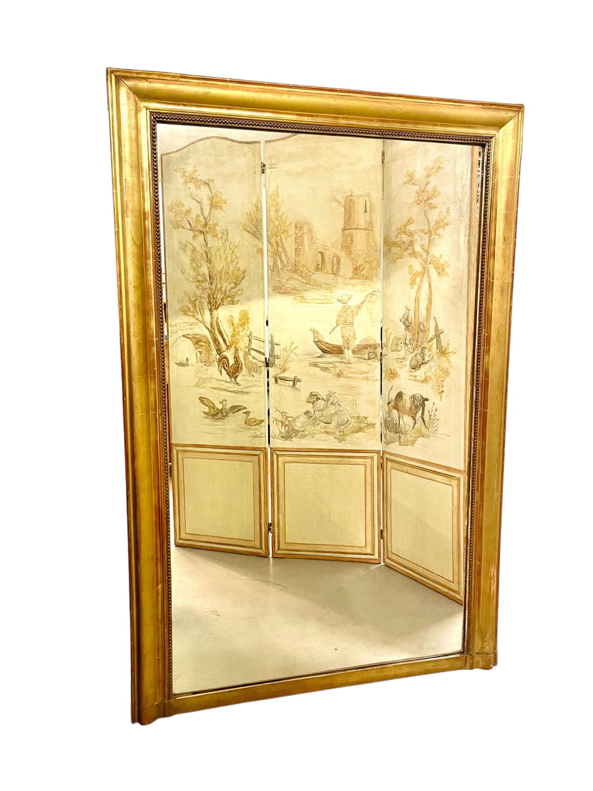 19th Century French Neoclassical Giltwood Trumeau Mirror photo furniture