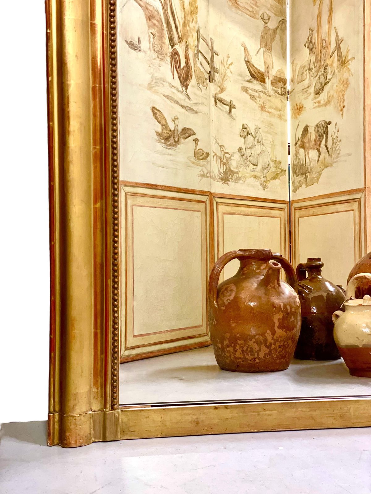 19th Century French Neoclassical Giltwood Trumeau Mirror photo Home Decor