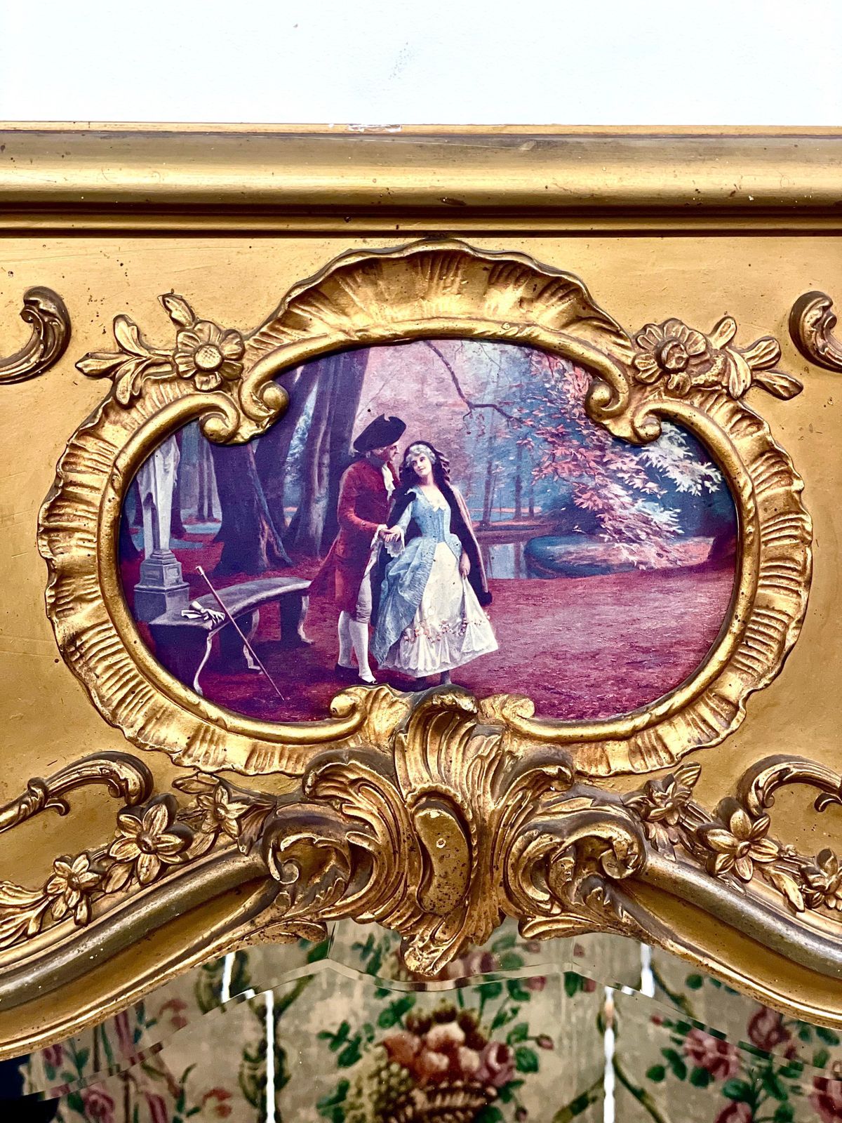 19th Century Louis XV Giltwood Trumeau Mirror photo furniture