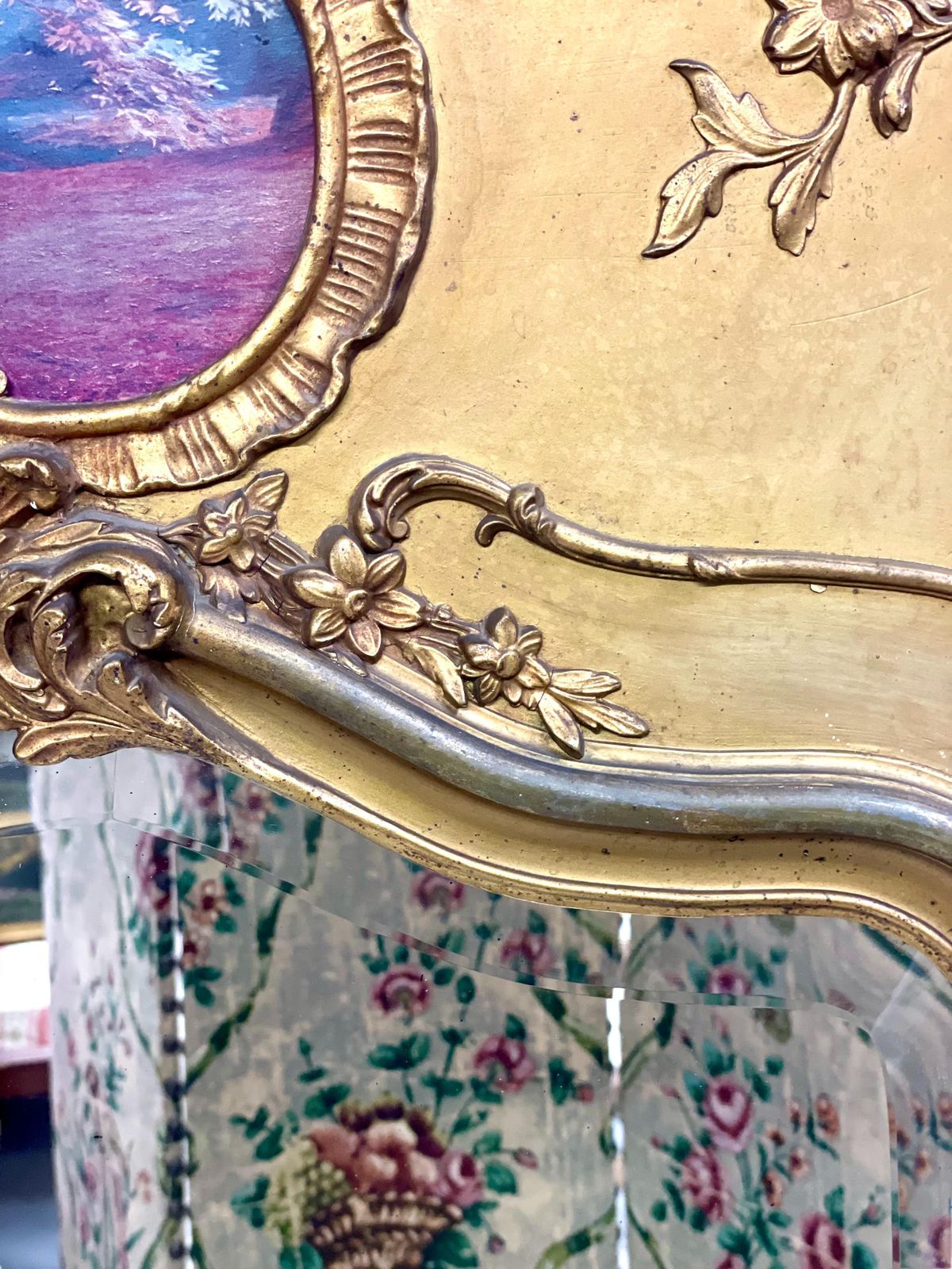 19th Century Louis XV Giltwood Trumeau Mirror photo Home Decor