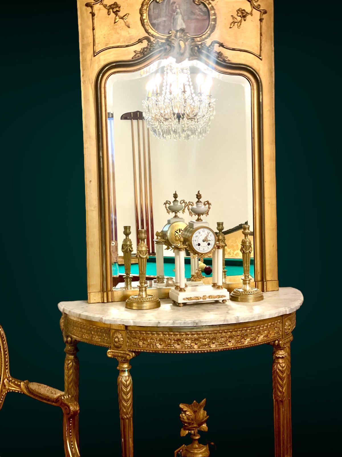 19th Century Louis XV Giltwood Trumeau Mirror photo buy