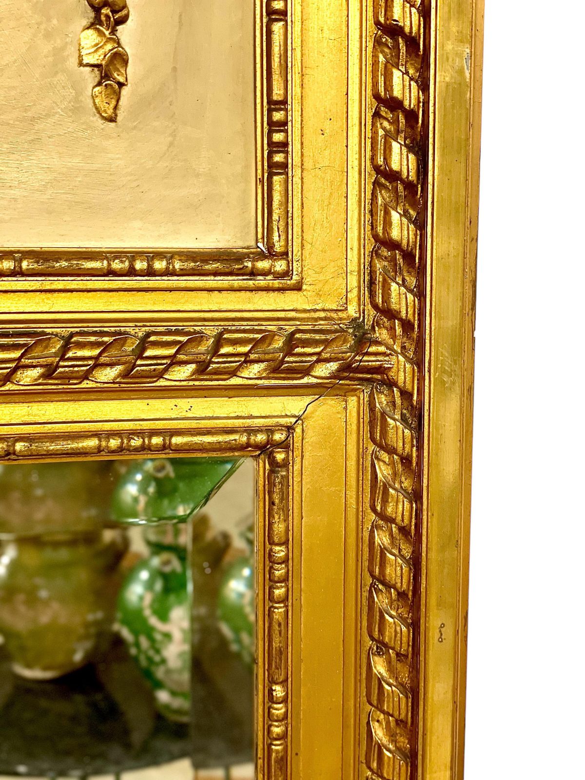 19th Century Louis XVI Trumeau Gilded Mirror With Mischievous Cherubs Design photo 2087.0