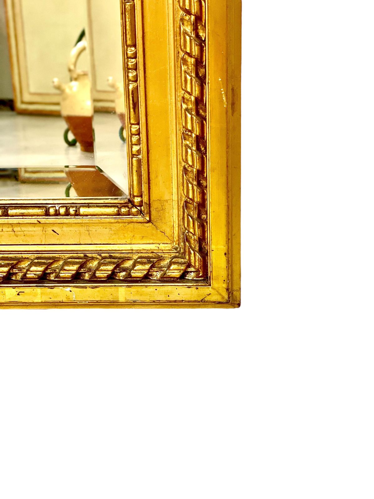 photo for sale 19th Century Louis XVI Trumeau Gilded Mirror With Mischievous Cherubs Design