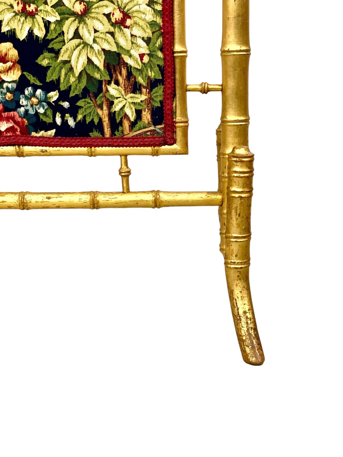 Home Decor 1870s Faux Bamboo Giltwood Firescreen With Tapestry Panels photo