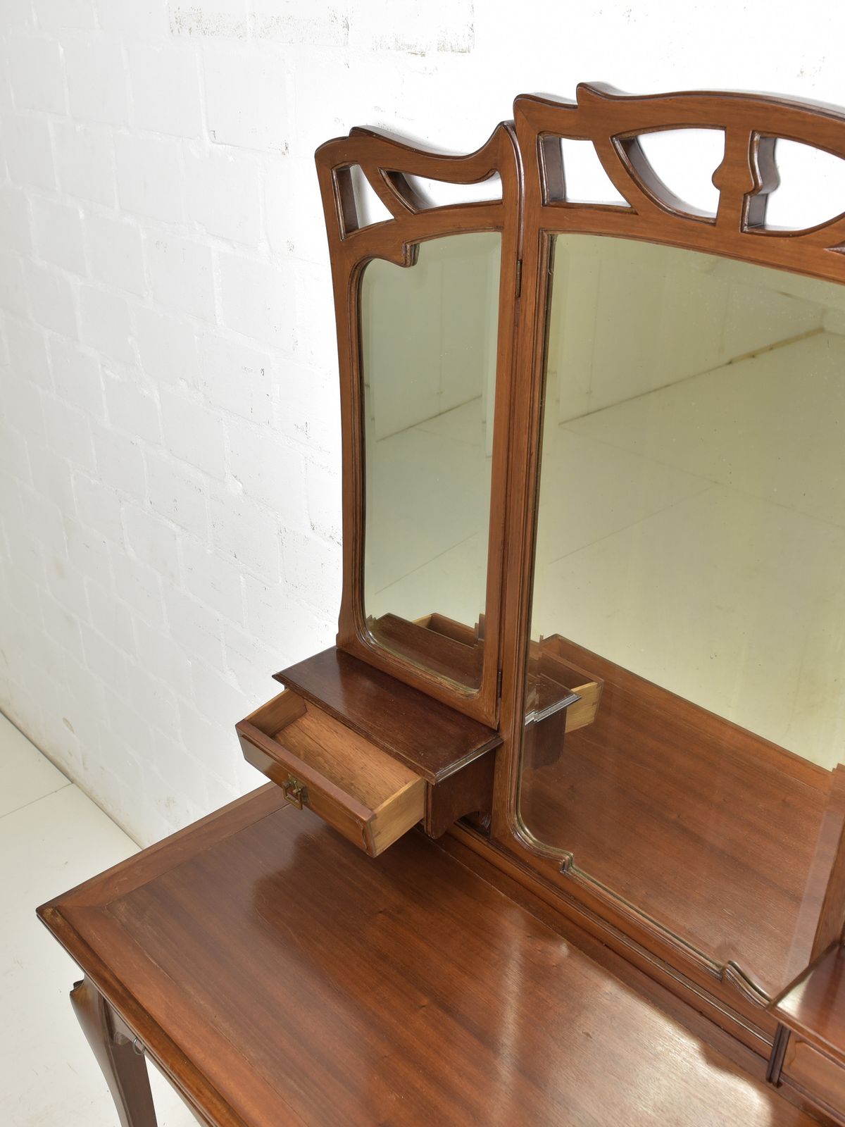 Antique! Dressing Table Restored Mahogany Art Nouveau Mirrored Chest Of Drawers Bedroom photo Furniture