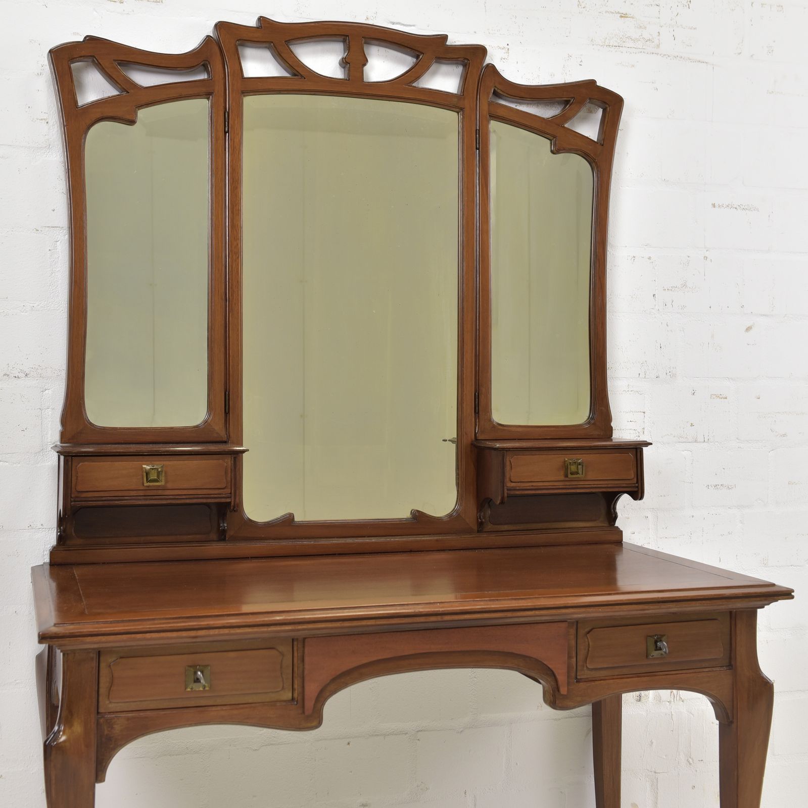 photo furniture Antique! Dressing Table Restored Mahogany Art Nouveau Mirrored Chest Of Drawers Bedroom