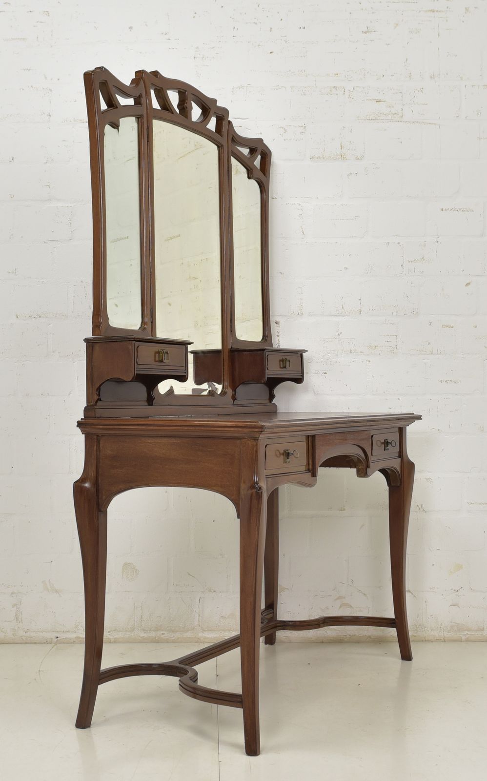 Furniture Antique! Dressing Table Restored Mahogany Art Nouveau Mirrored Chest Of Drawers Bedroom photo