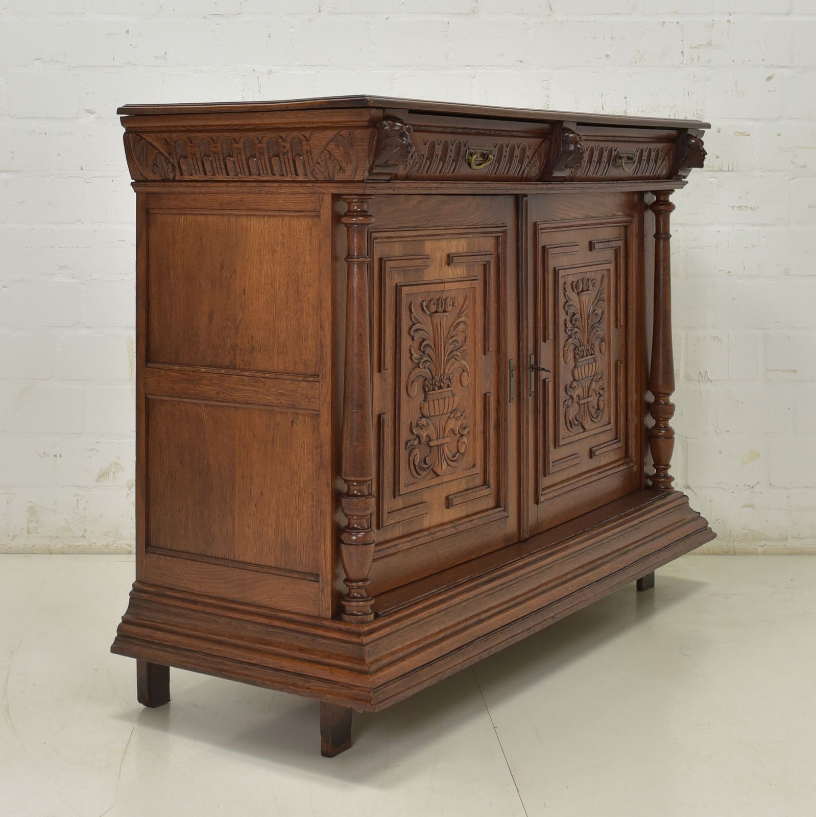 Furniture Antique! Sideboard, Chest Of Drawers, Restored, Solid Oak, Wilhelminian Style, Circa 1900 photo